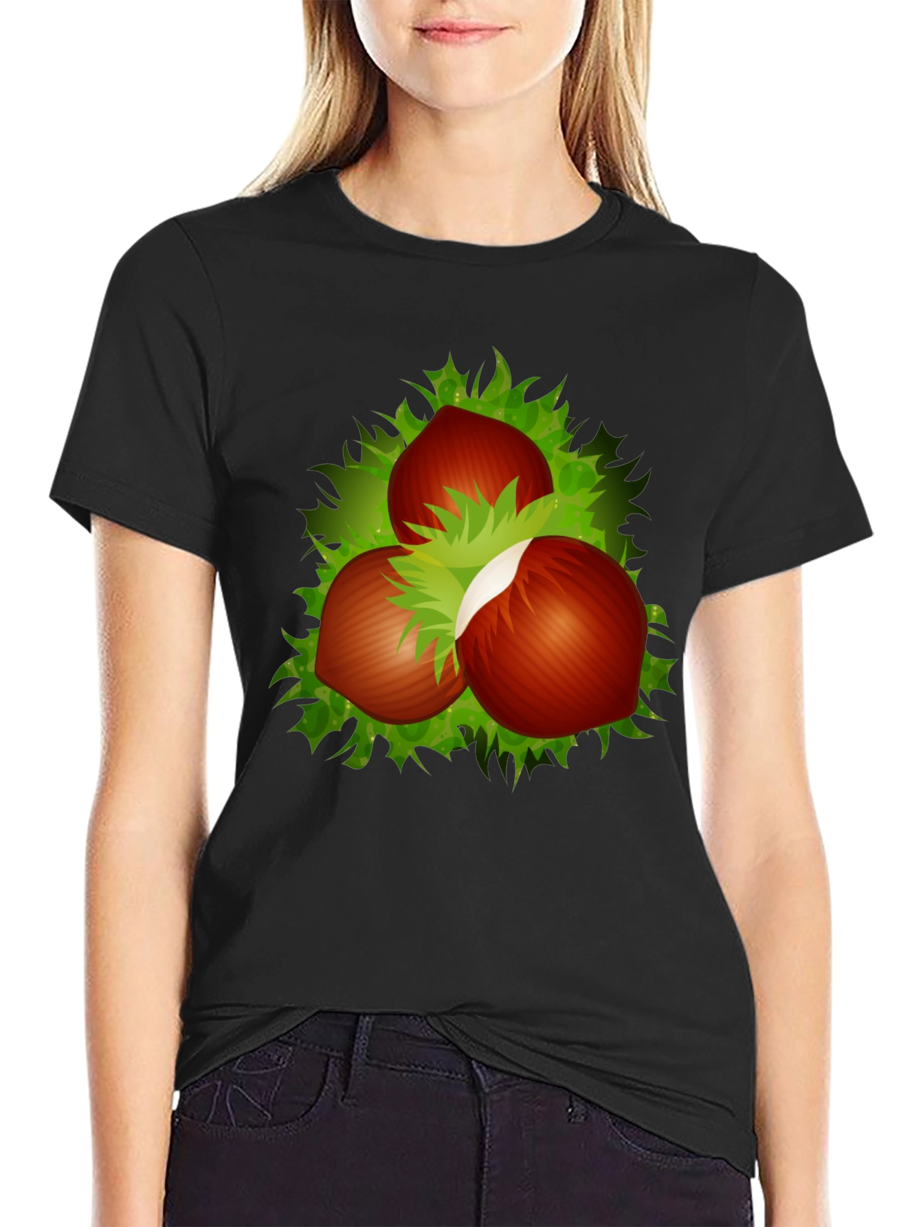 Hazelnut Cluster Graphic Black T-Shirt