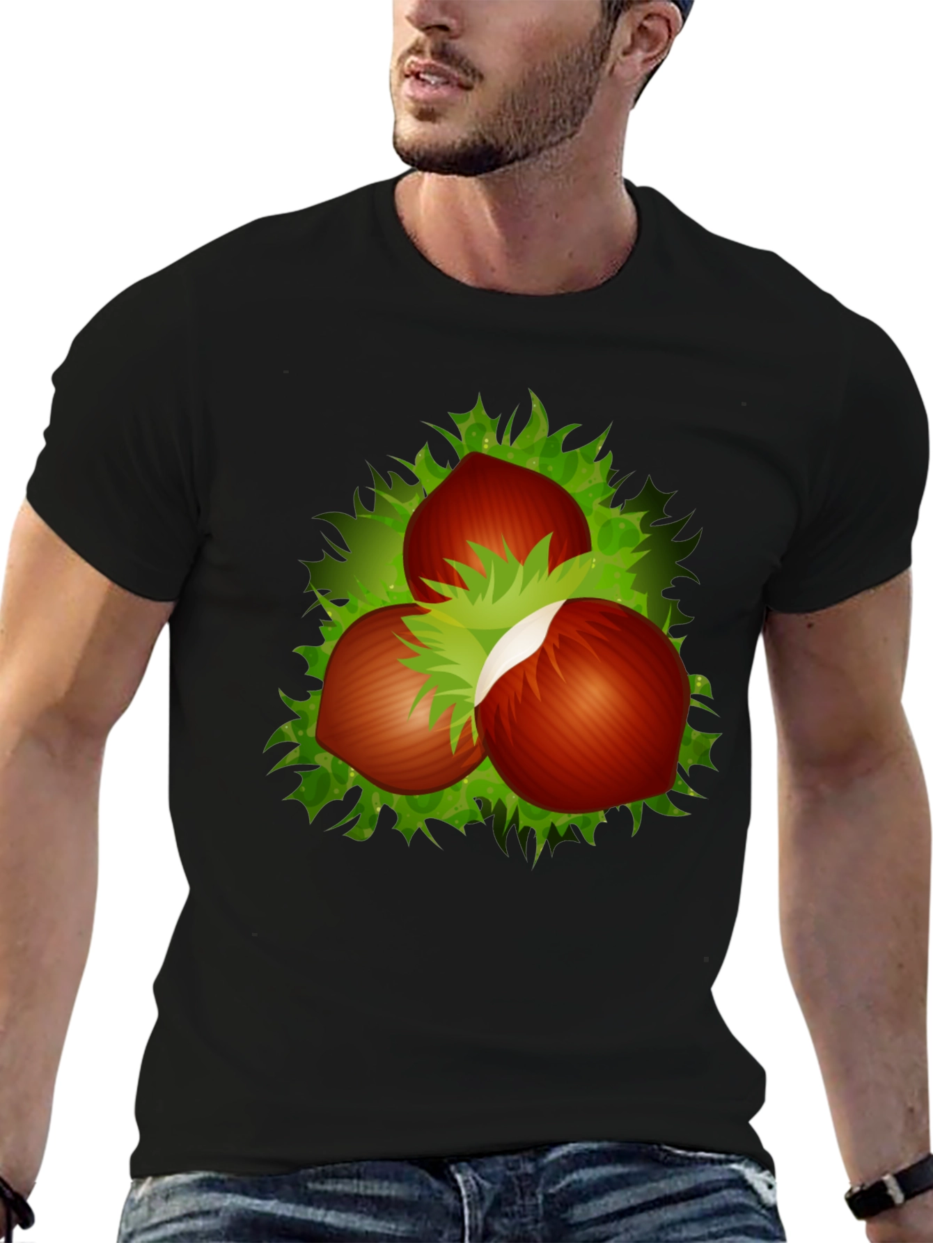 Hazelnut Cluster Graphic Black T-Shirt