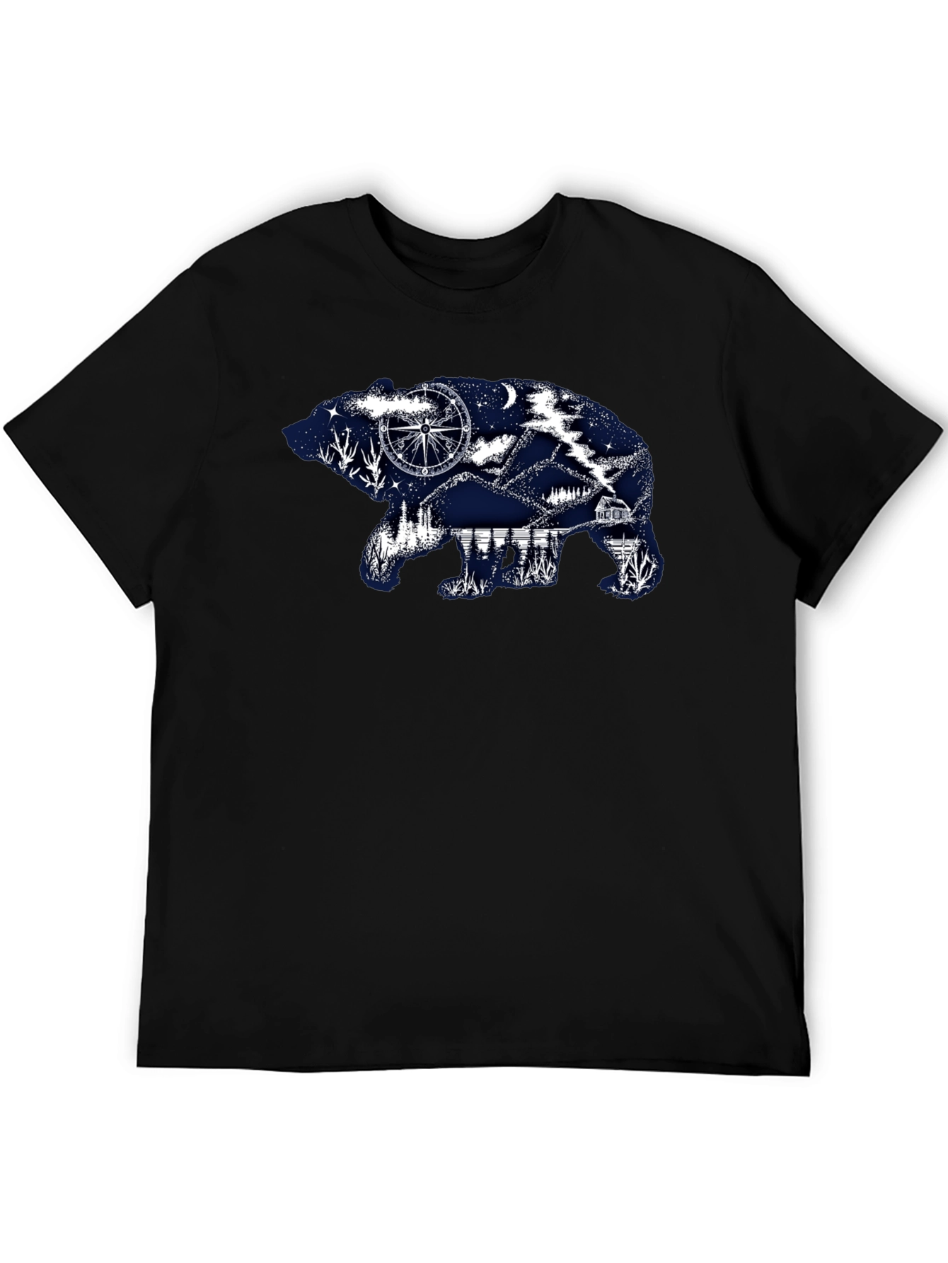 Bear Silhouette Graphic Print T-Shirt