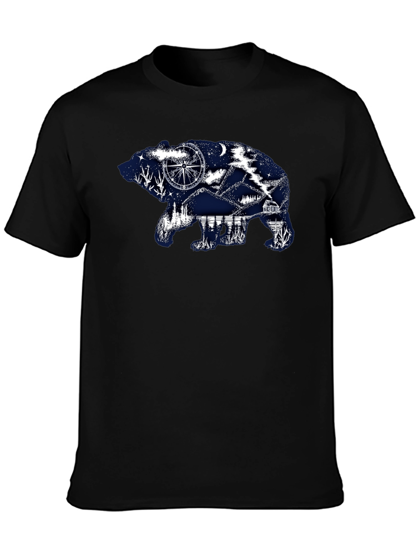 Bear Silhouette Graphic Print T-Shirt