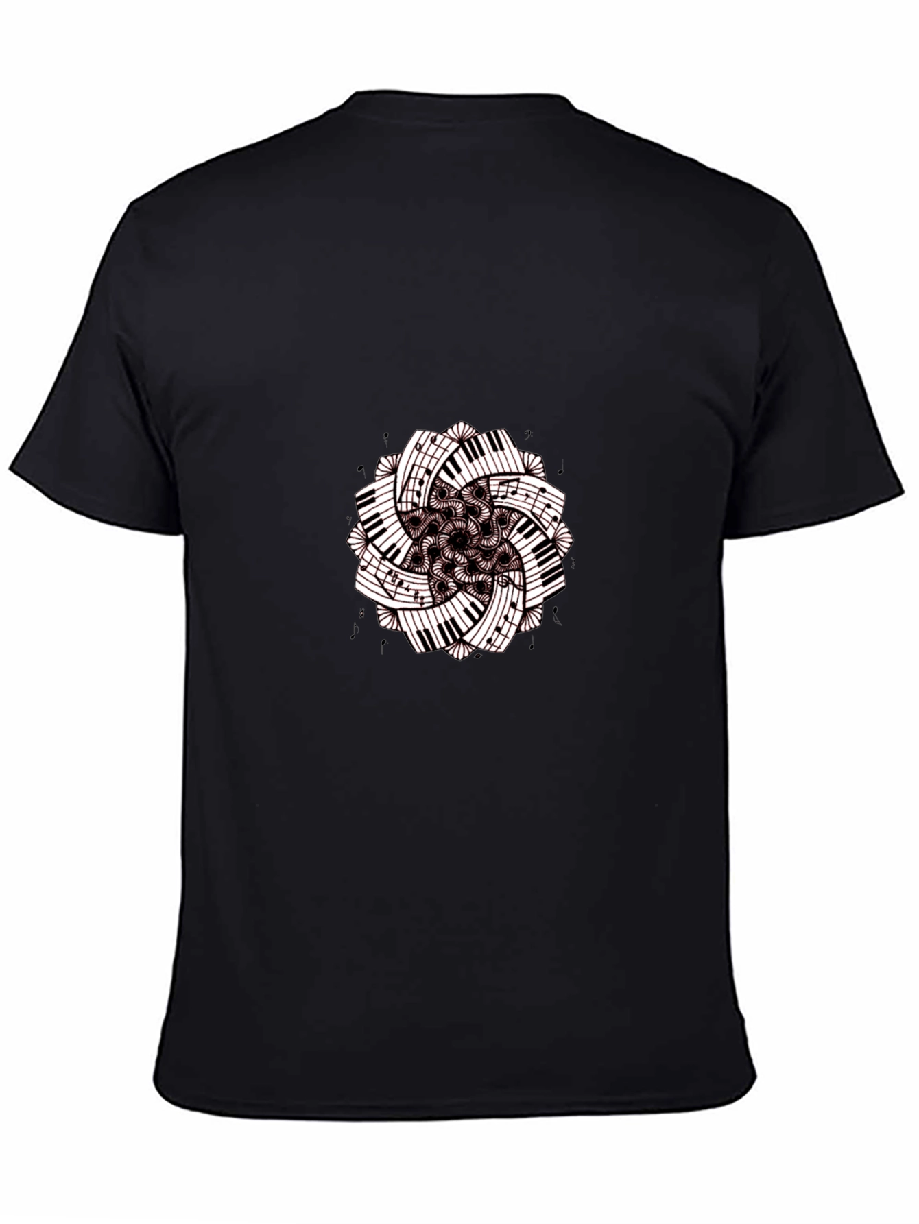 Musical Mandala Graphic Tee - Black Cotton Comfort