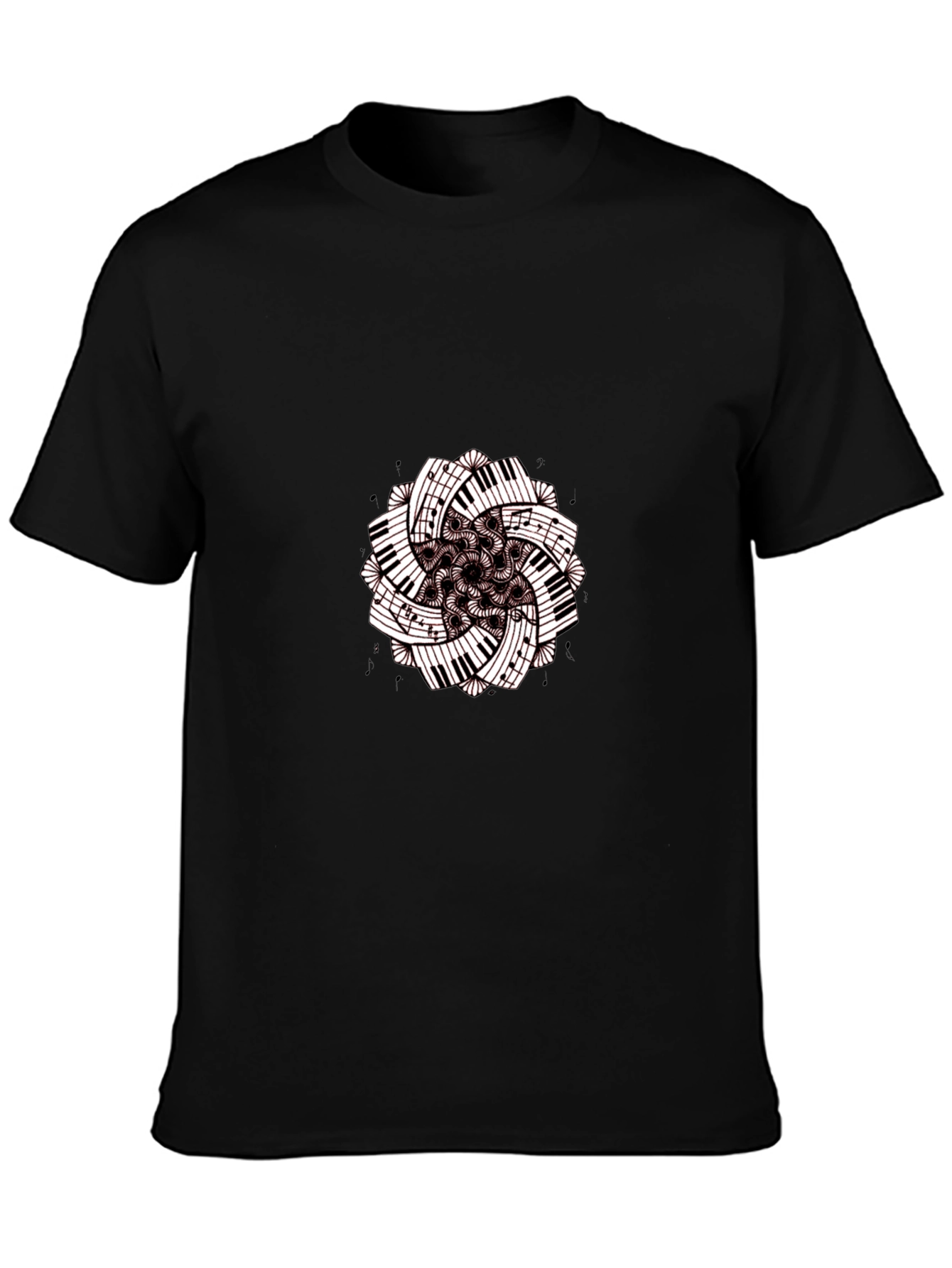 Musical Mandala Graphic Tee - Black Cotton Comfort