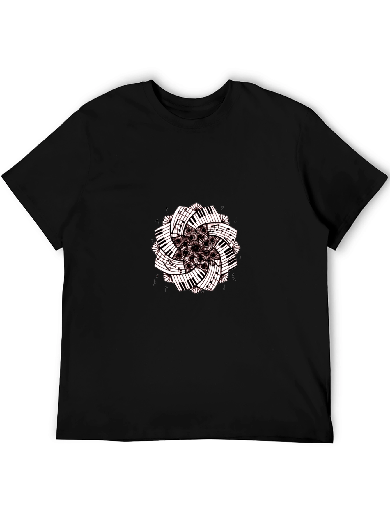 Musical Mandala Graphic Tee - Black Cotton Comfort