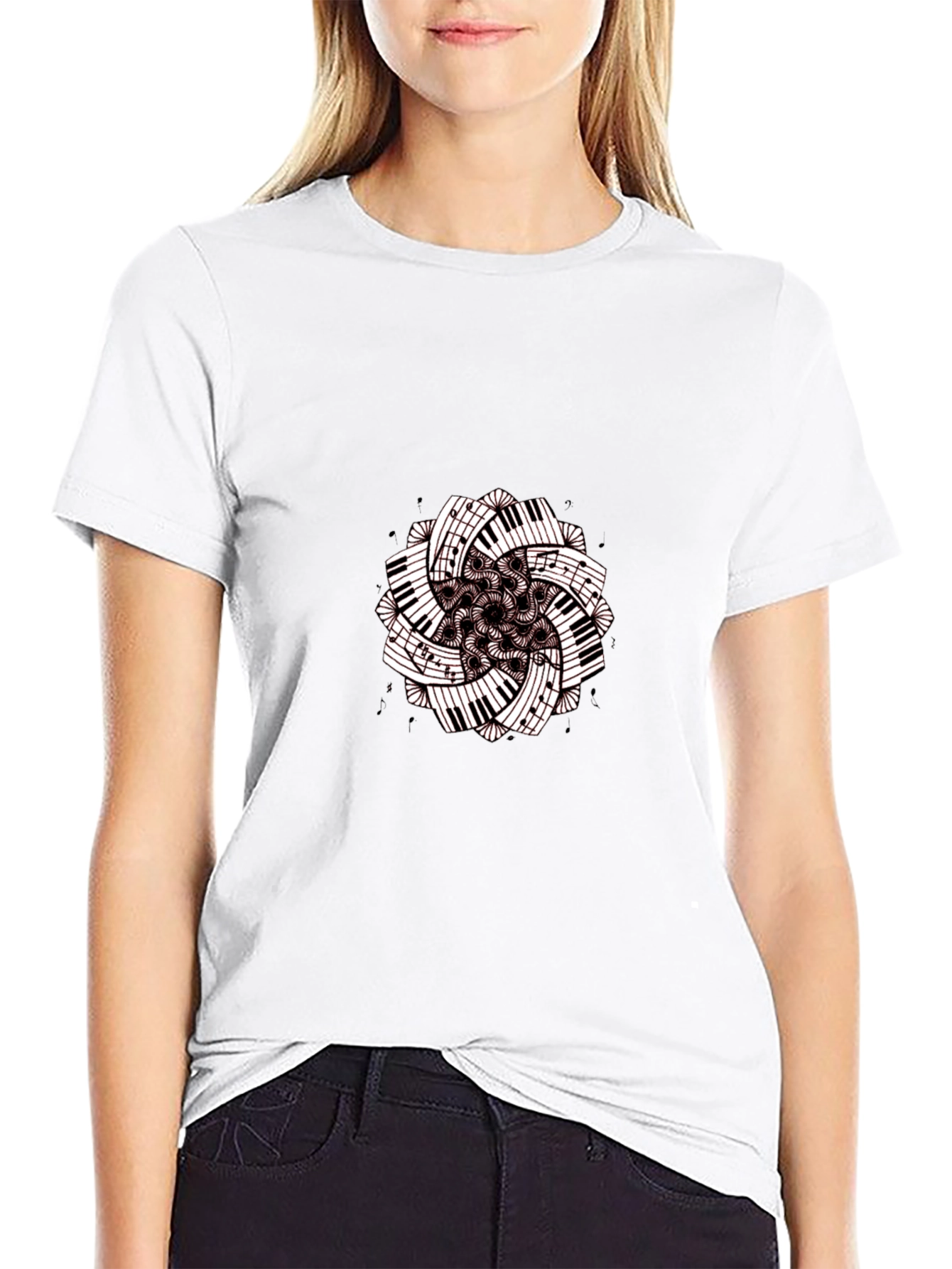 Musical Mandala Graphic Tee - Black Cotton Comfort