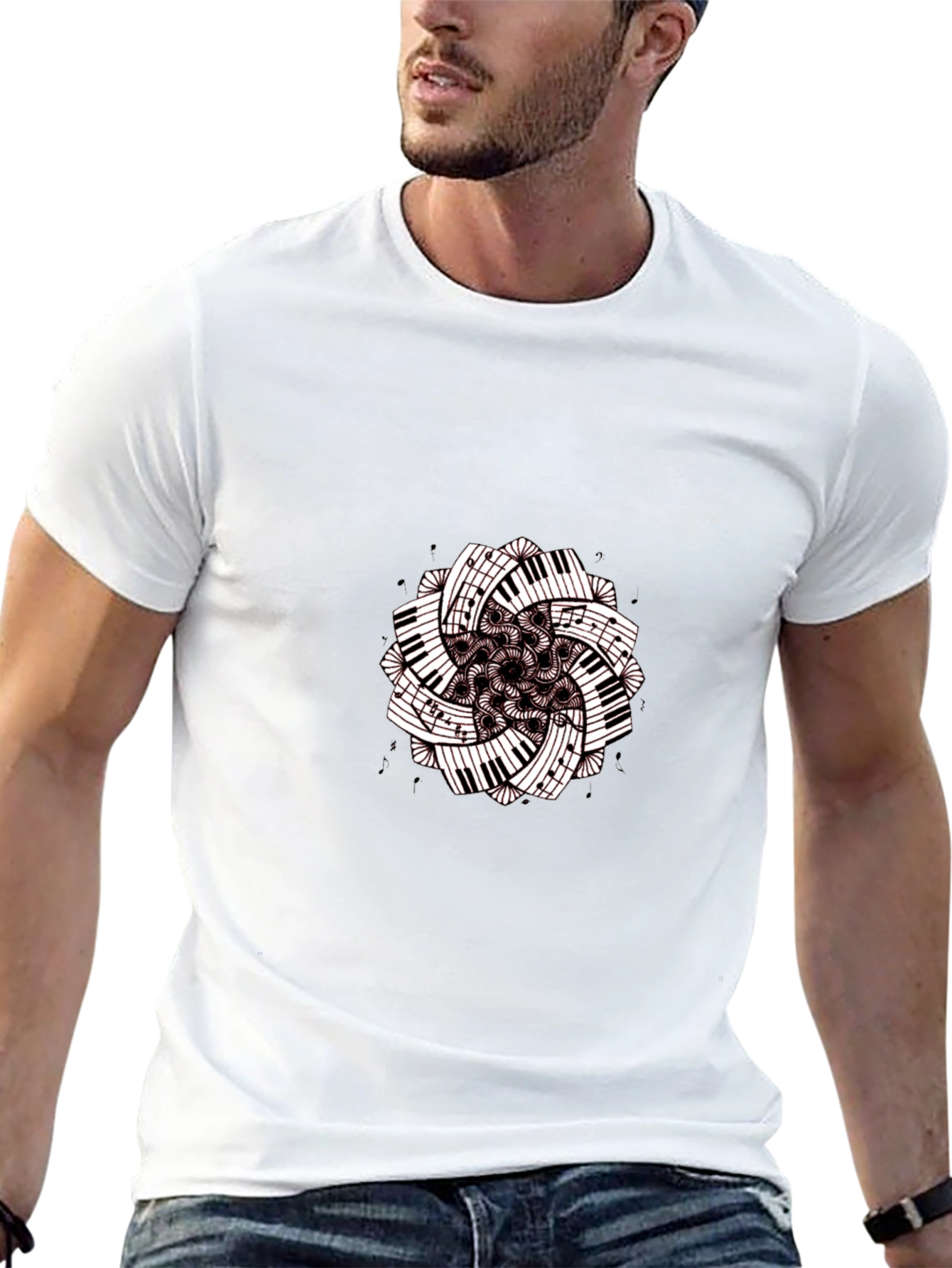 Musical Mandala Graphic Tee - Black Cotton Comfort