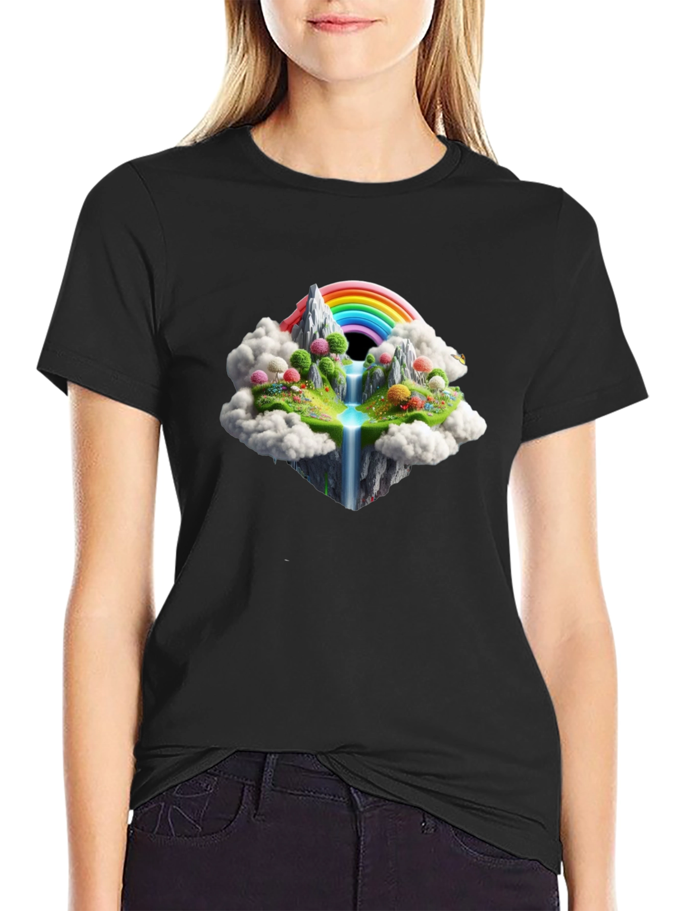 Rainbow Island Black T-Shirt