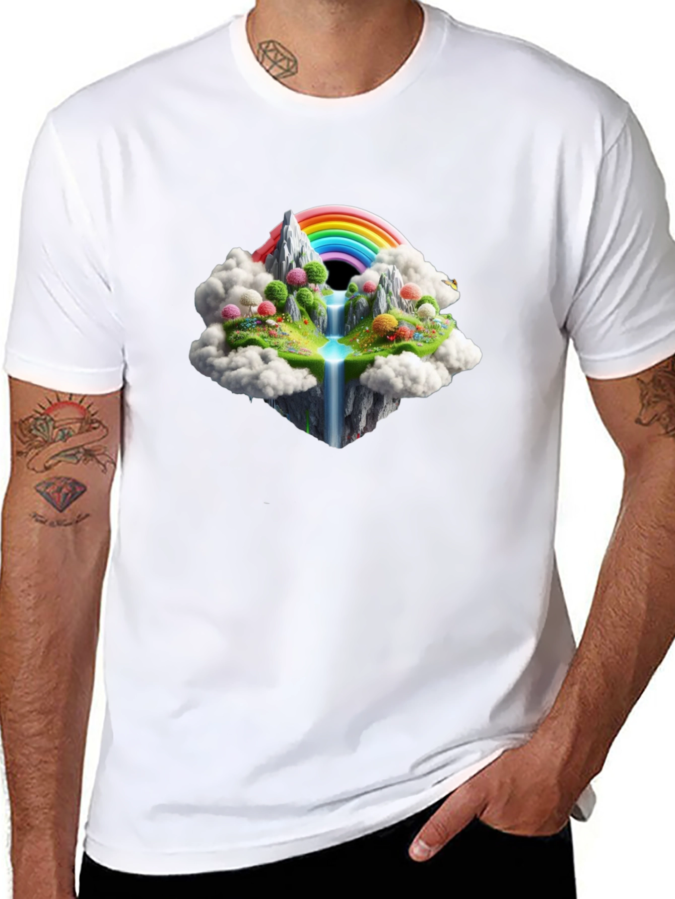 Rainbow Island Black T-Shirt