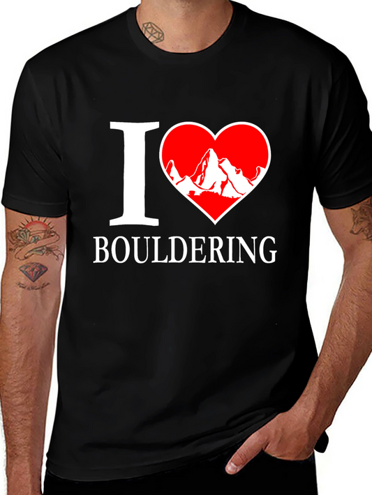 I Heart Bouldering Graphic Tee - Climbing Enthusiast Shirt