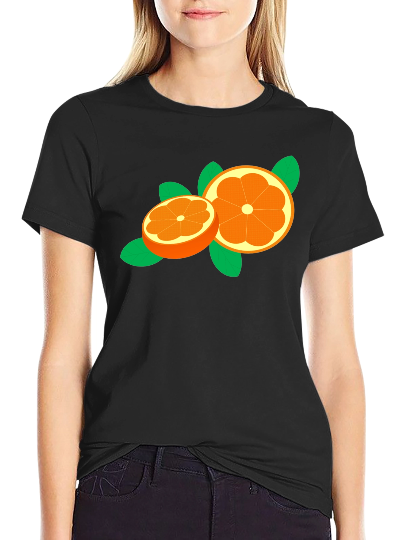 Orange Slice Graphic Tee - Trendy Fruit Design