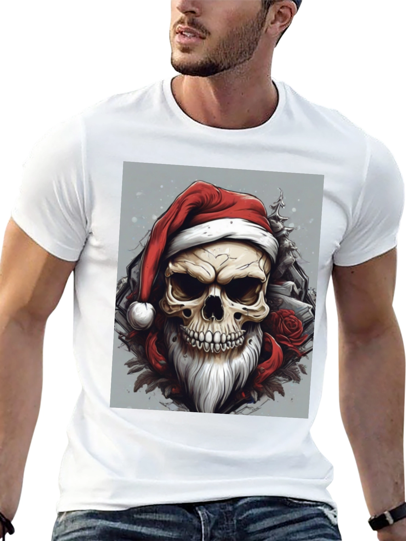Skull Santa T-Shirt - Festive & Edgy Design