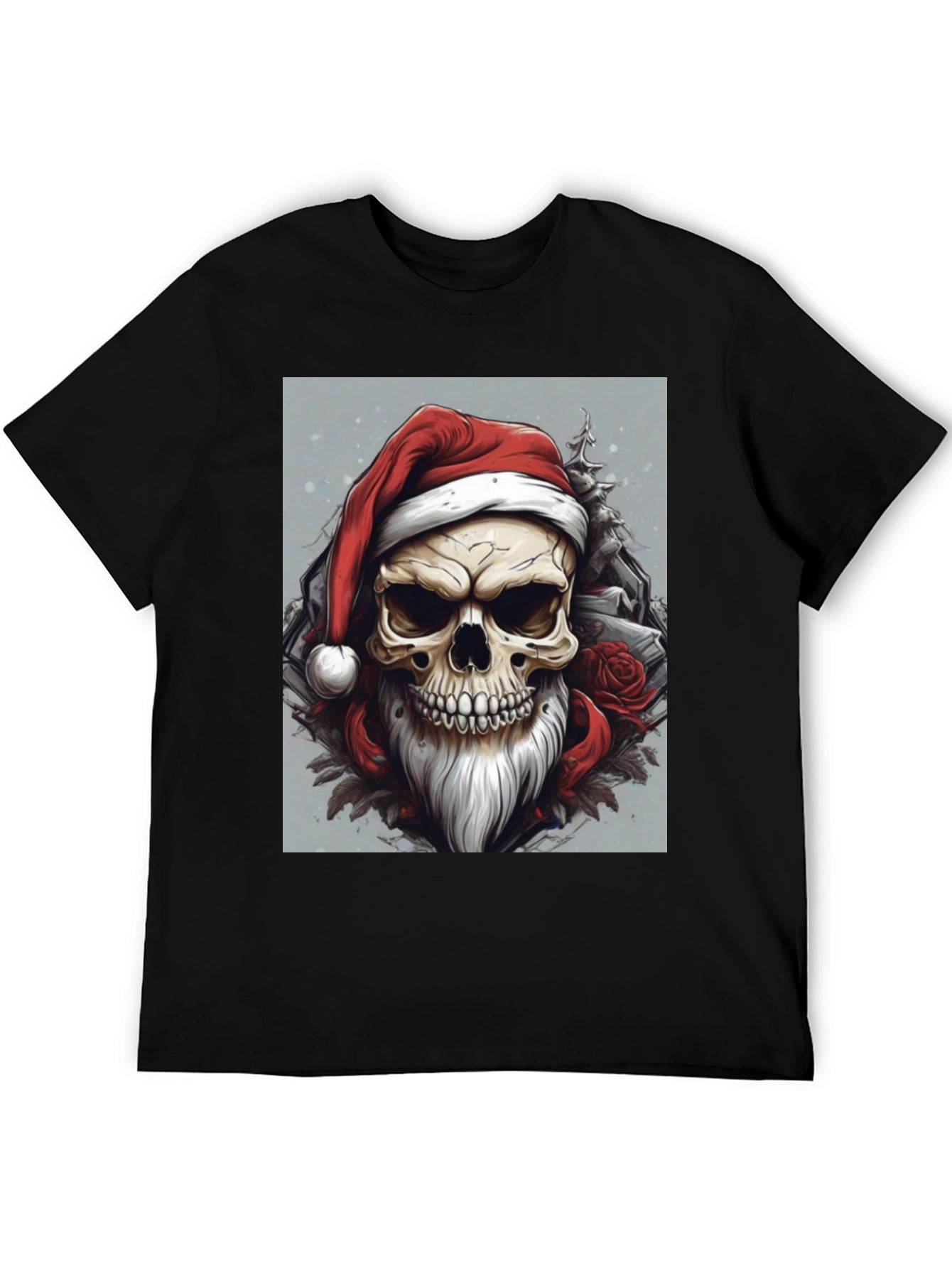 Skull Santa T-Shirt - Festive & Edgy Design