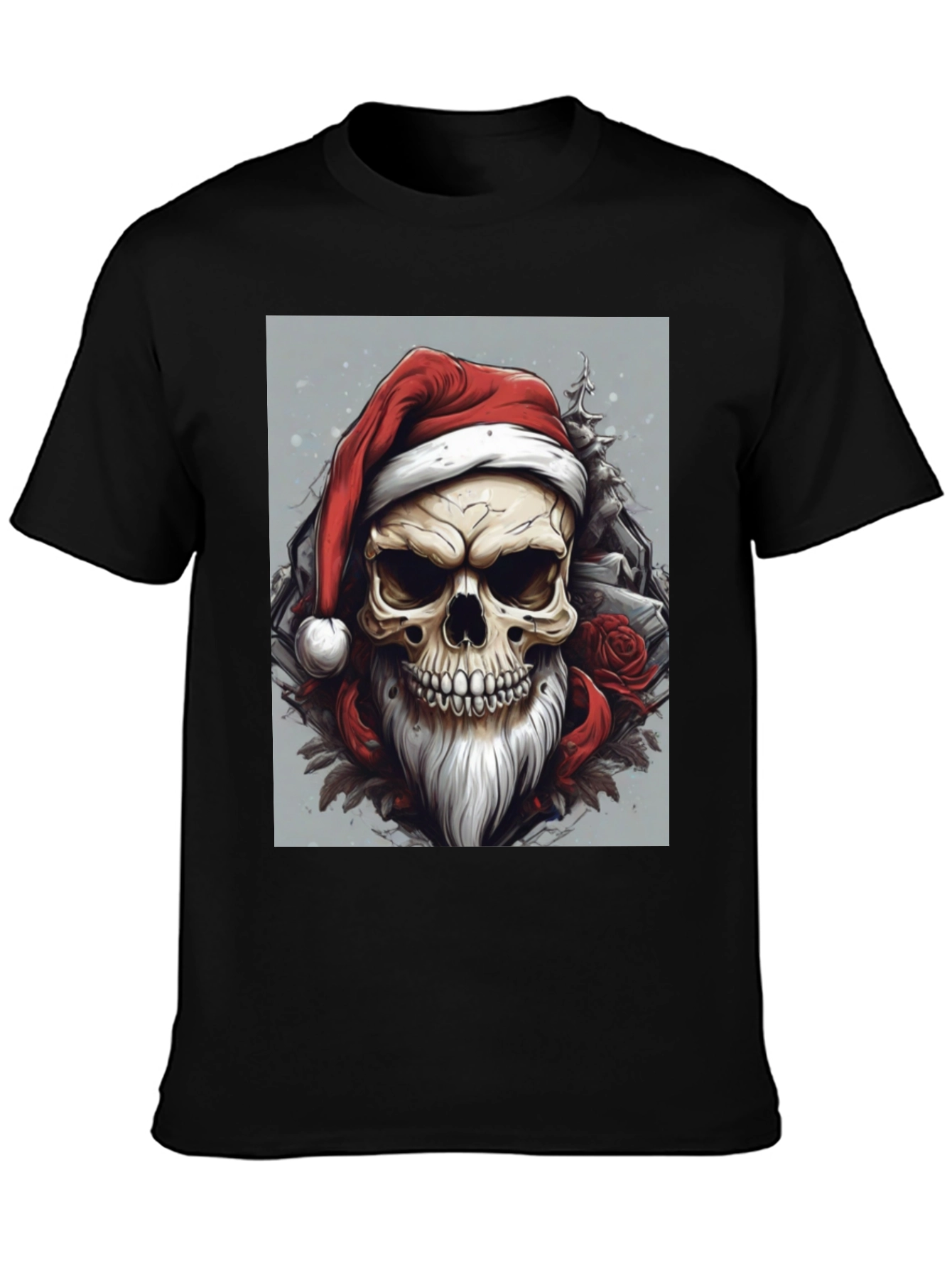 Skull Santa T-Shirt - Festive & Edgy Design