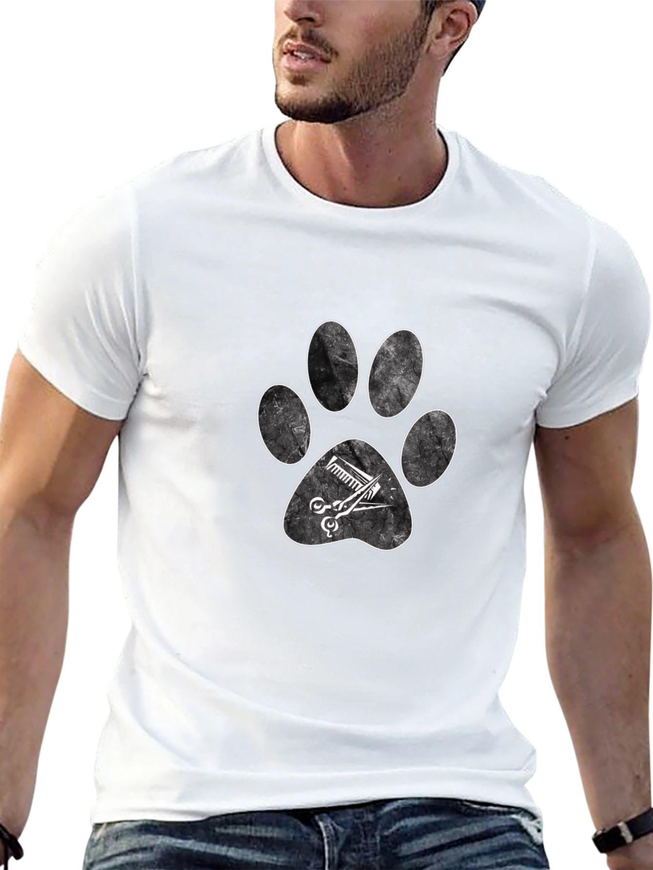 Pet Groomer Paw Print T-Shirt