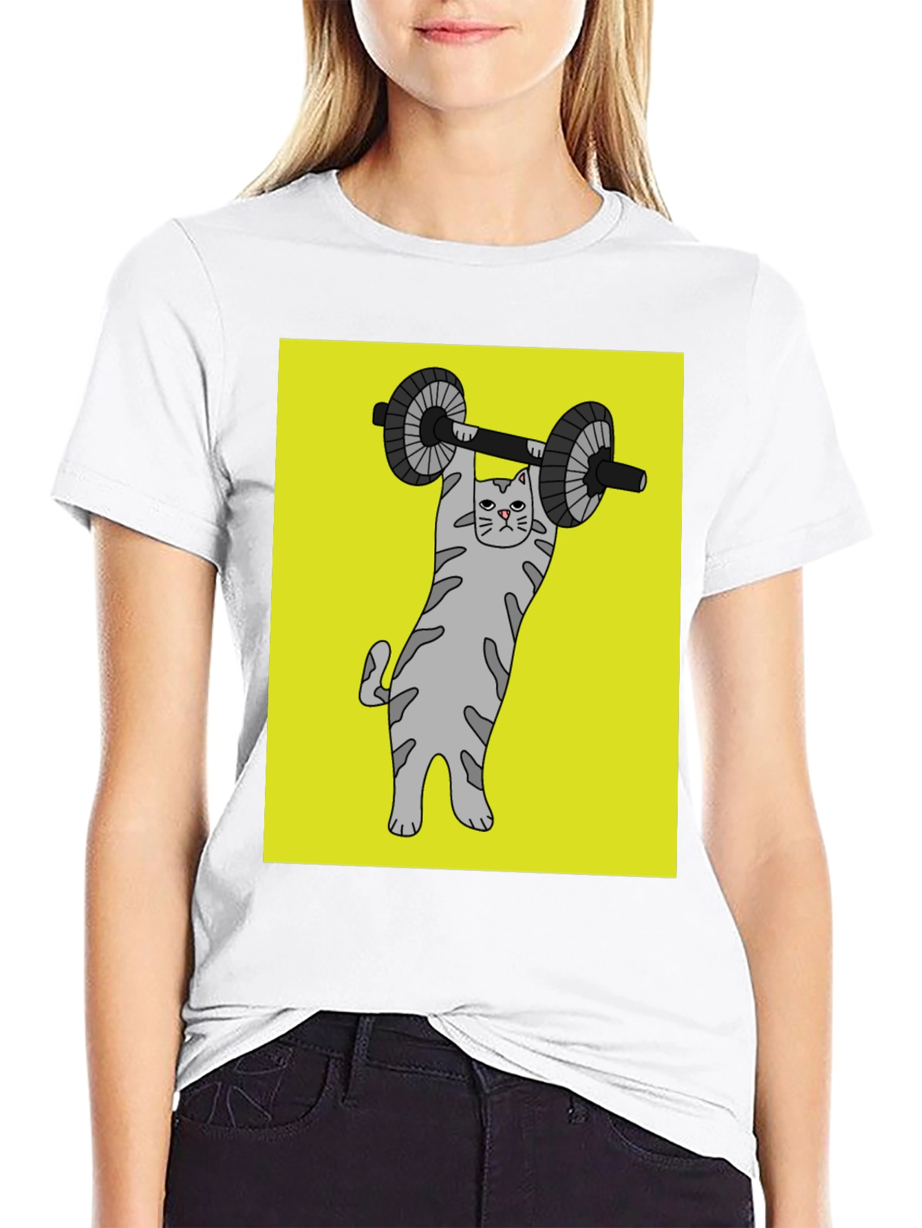 Cat Lifting Weights Graphic Tee
