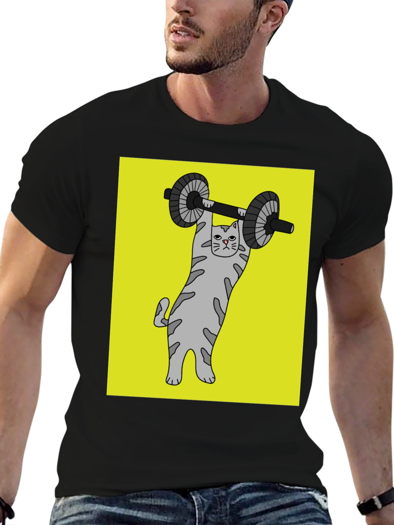 Cat Lifting Weights Graphic Tee