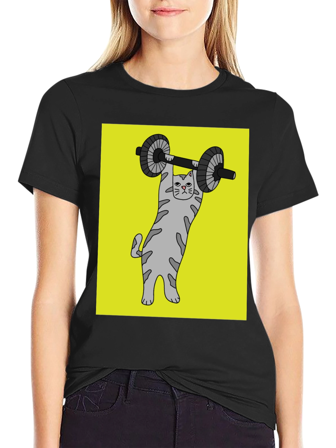 Cat Lifting Weights Graphic Tee