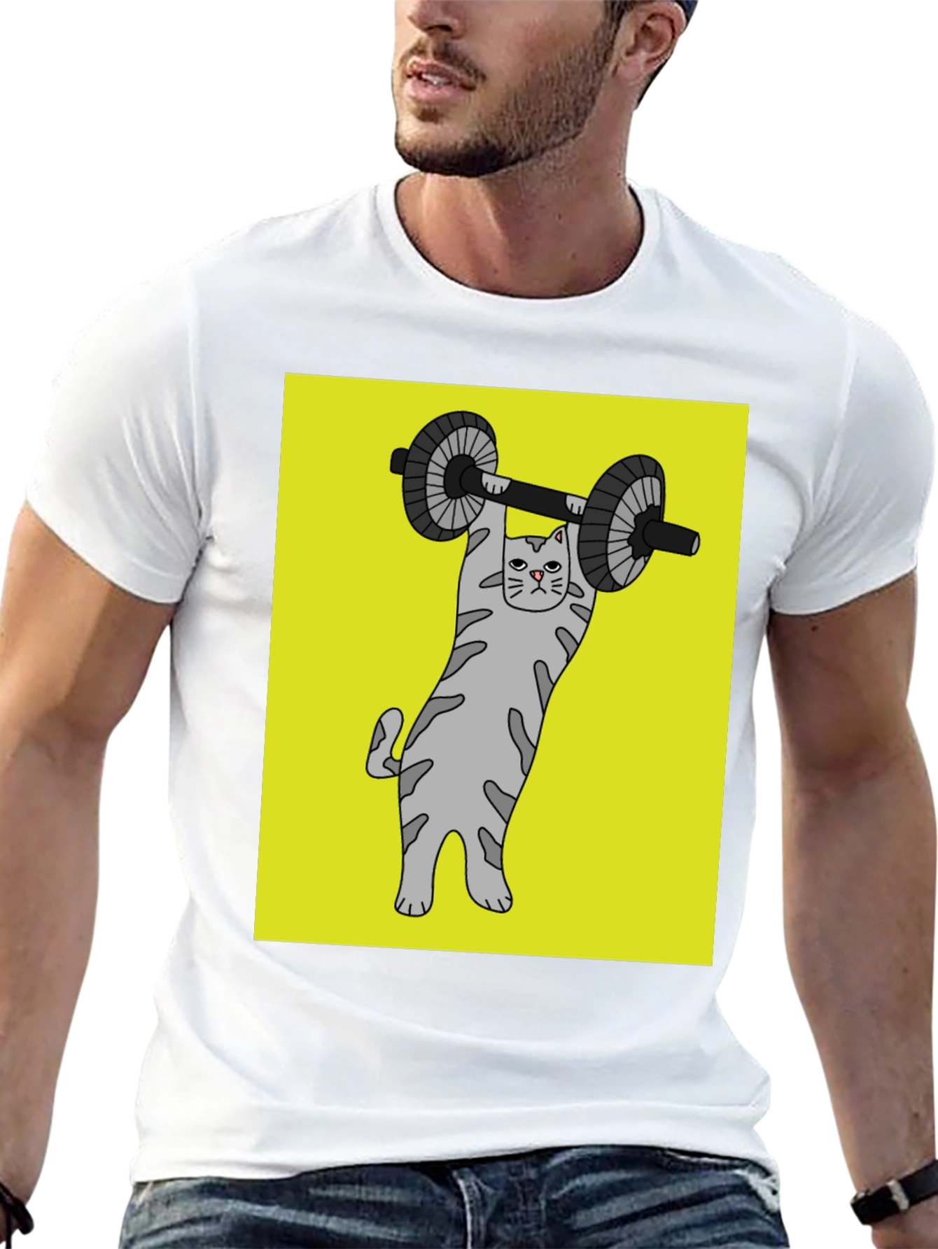 Cat Lifting Weights Graphic Tee