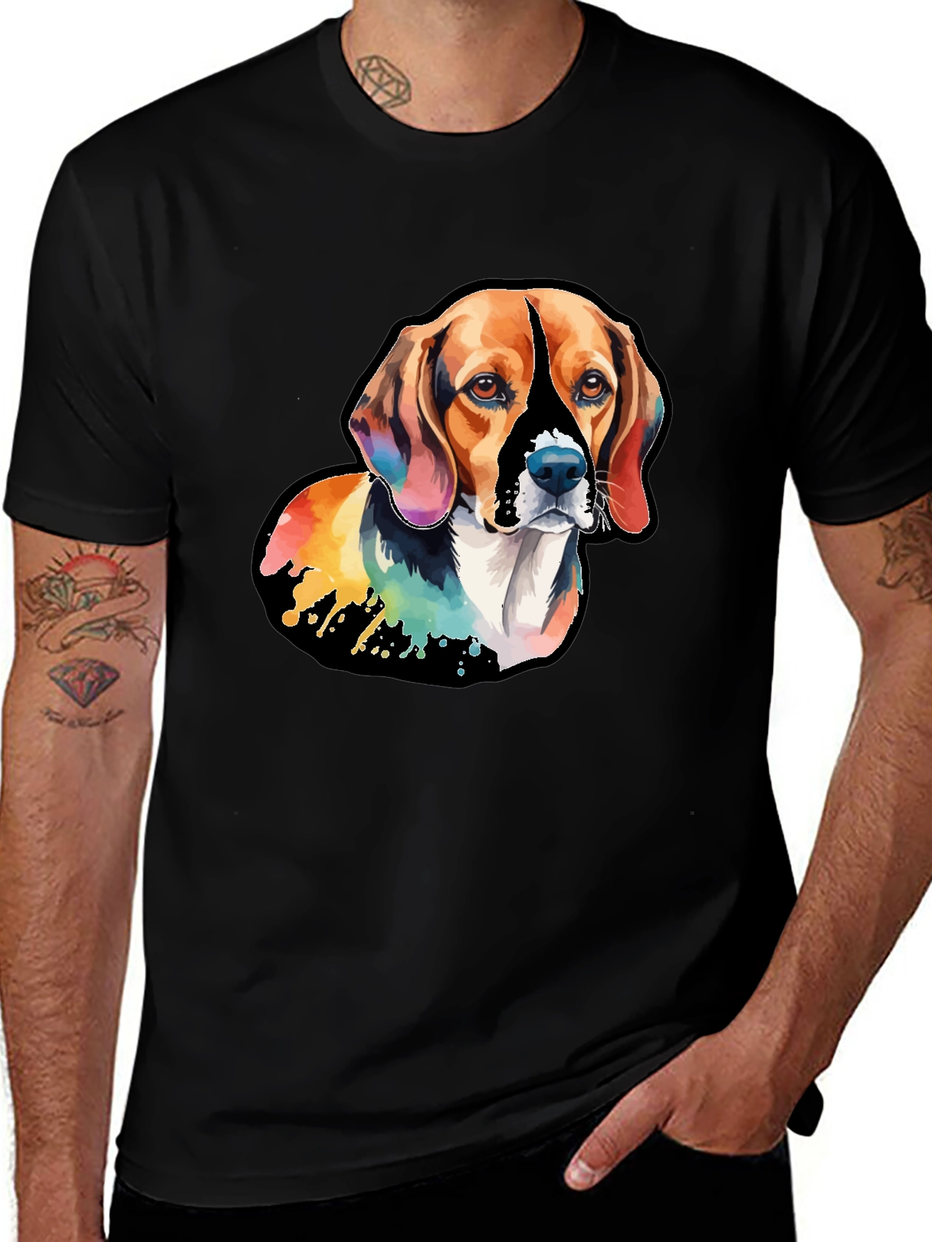 Rainbow Beagle Dog Graphic T-Shirt