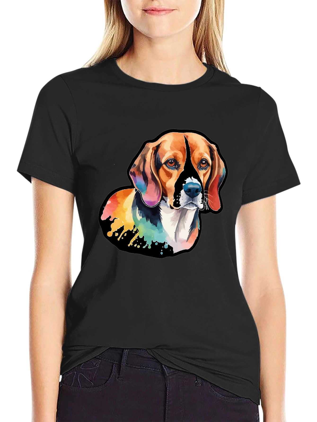 Rainbow Beagle Dog Graphic T-Shirt