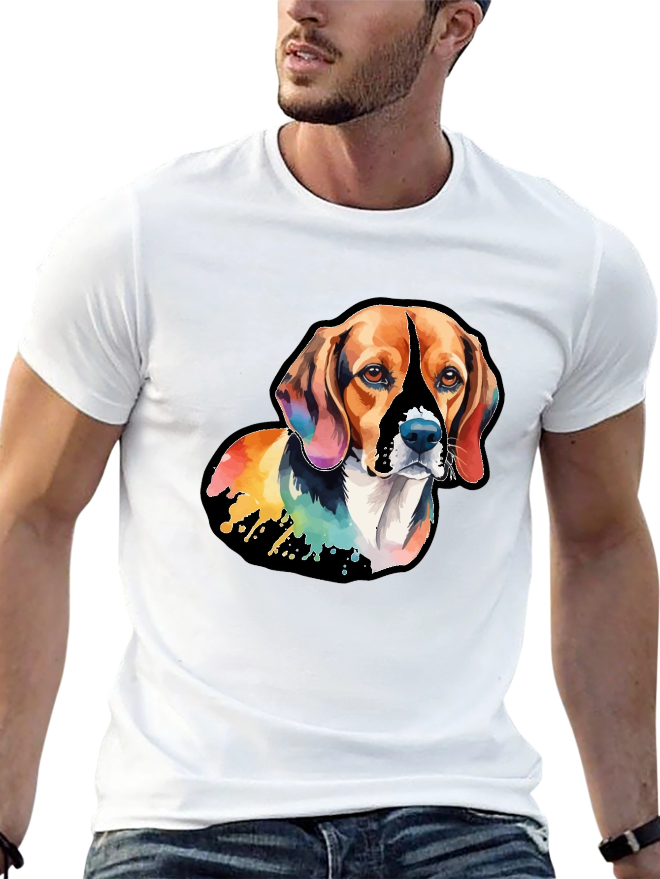 Rainbow Beagle Dog Graphic T-Shirt