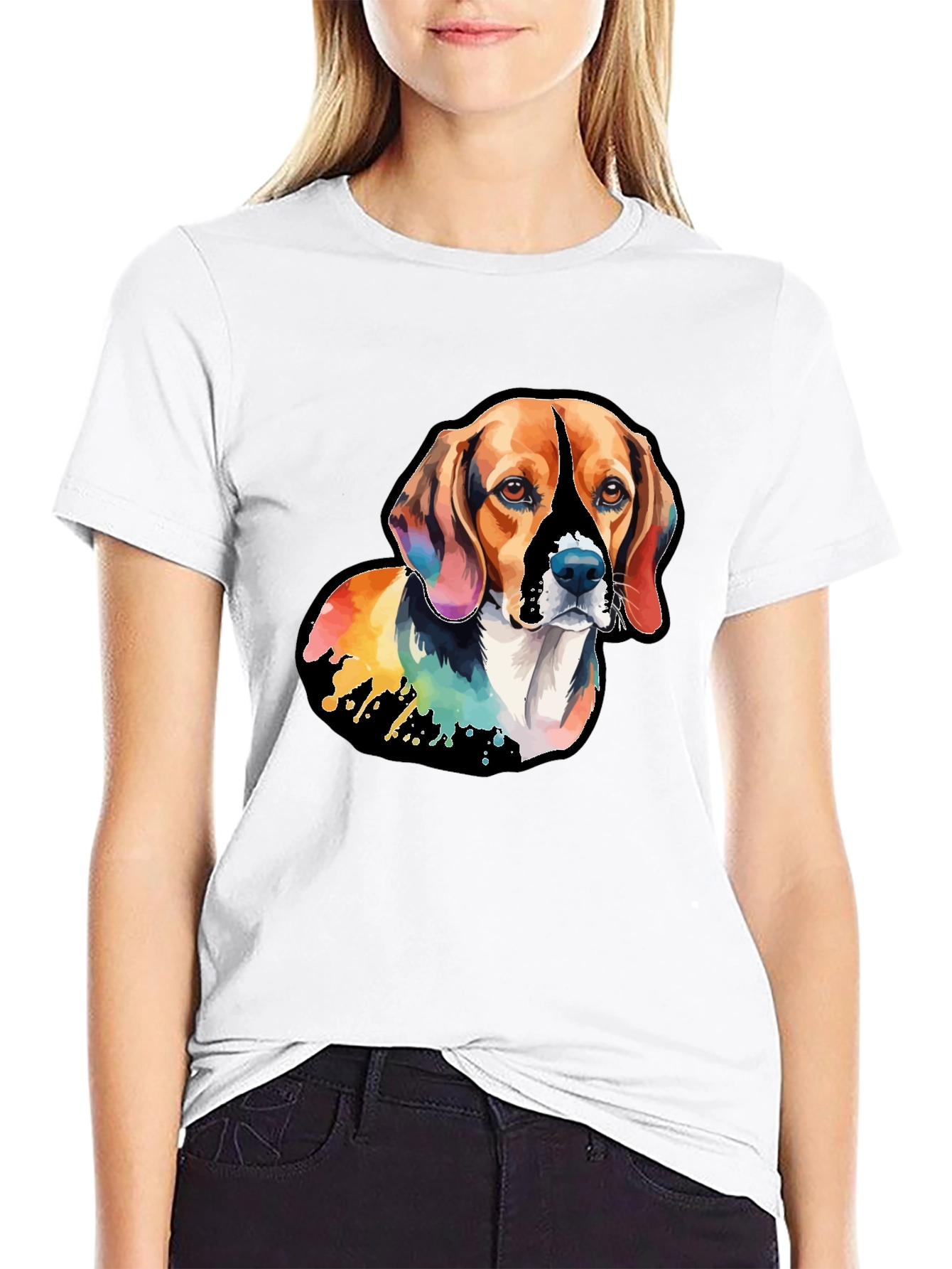 Rainbow Beagle Dog Graphic T-Shirt