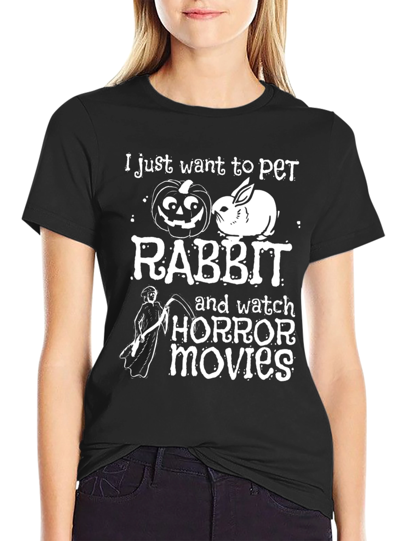 Pet Rabbit & Horror Movies T-Shirt