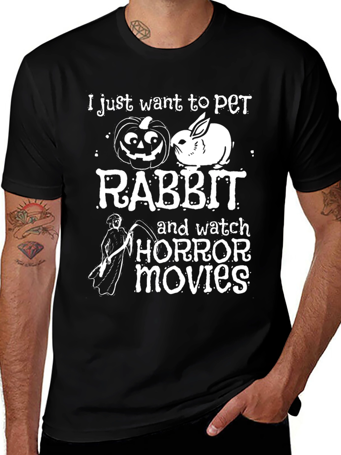 Pet Rabbit & Horror Movies T-Shirt