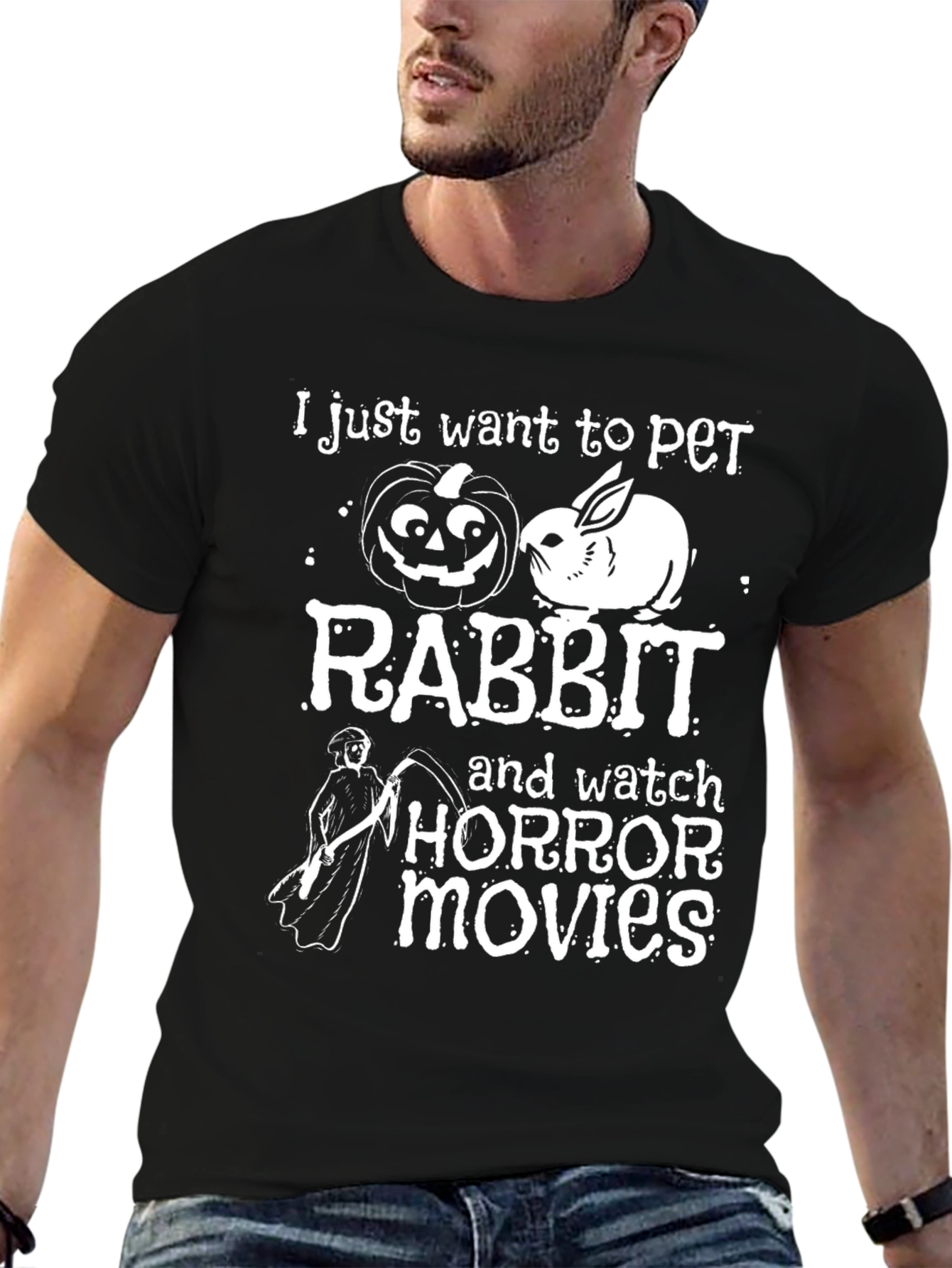 Pet Rabbit & Horror Movies T-Shirt