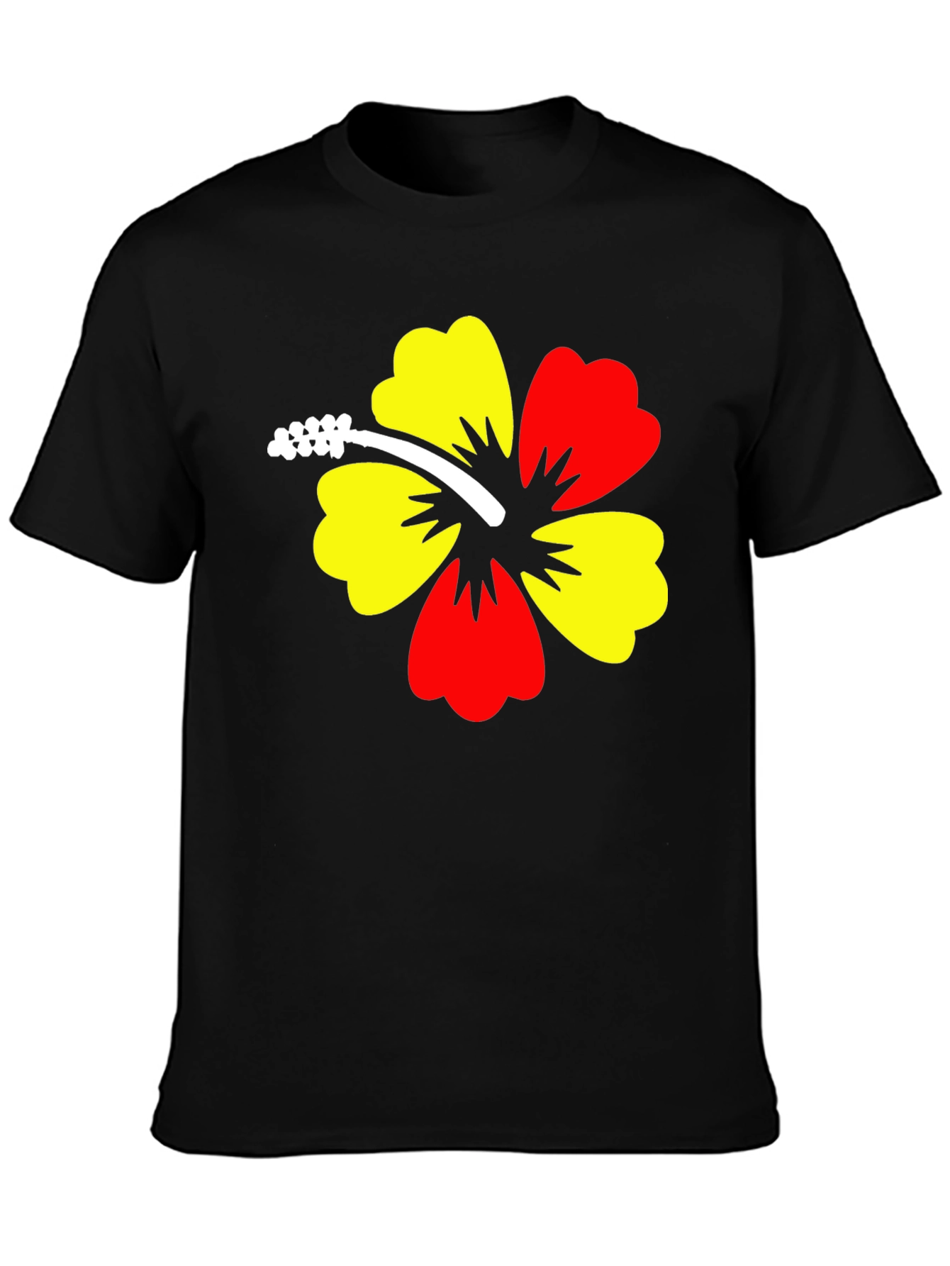 Hibiscus Flower Graphic Black T-Shirt
