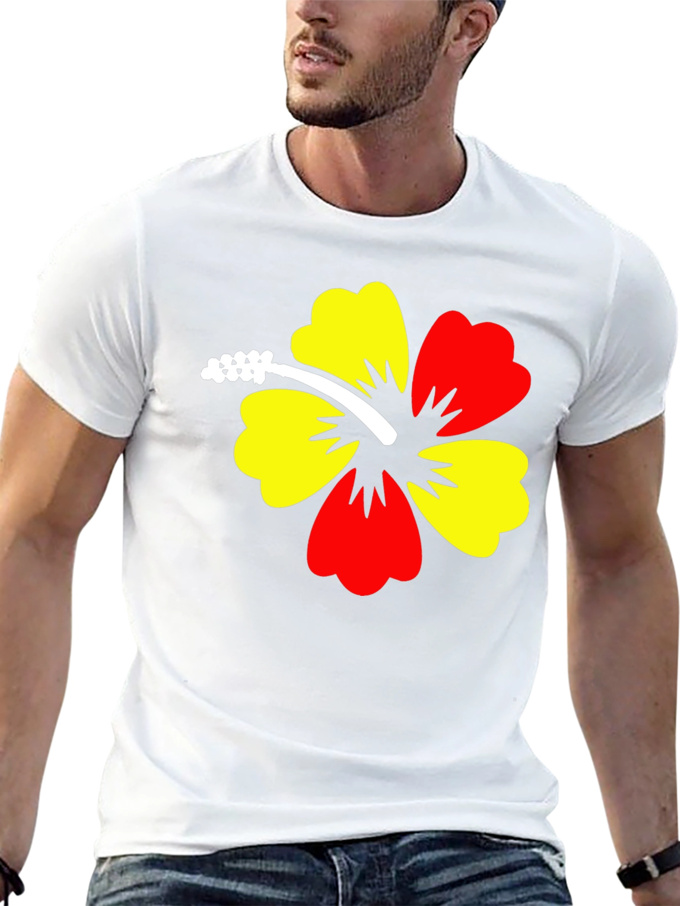 Hibiscus Flower Graphic Black T-Shirt