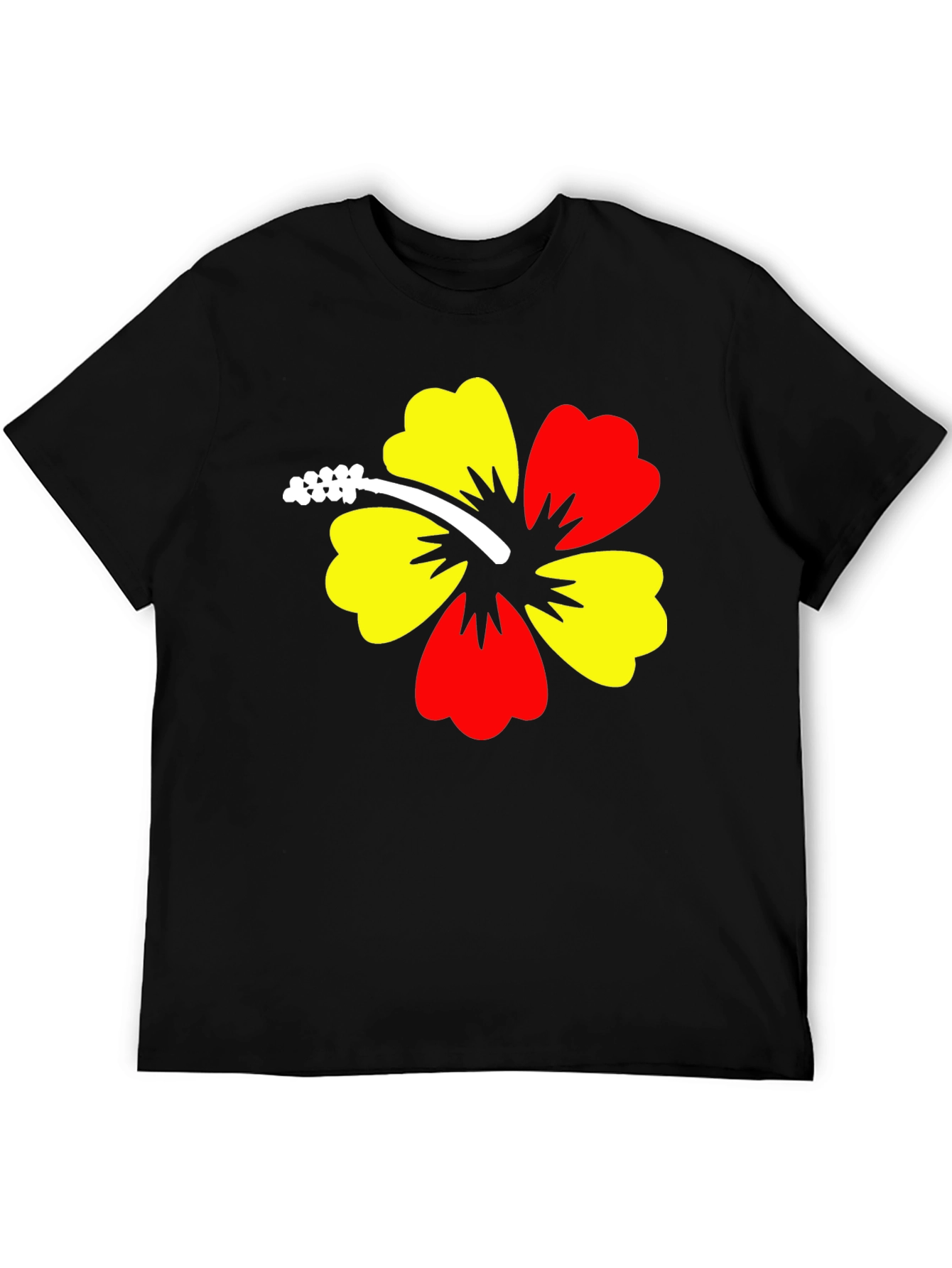 Hibiscus Flower Graphic Black T-Shirt