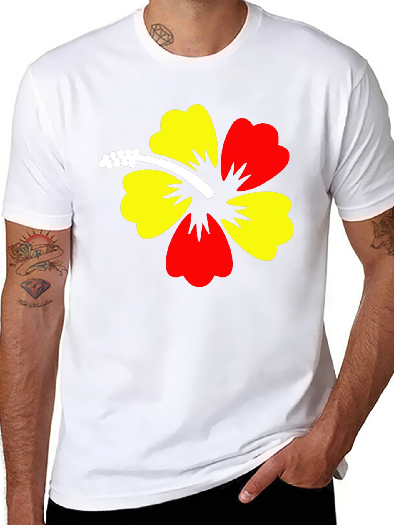 Hibiscus Flower Graphic Black T-Shirt