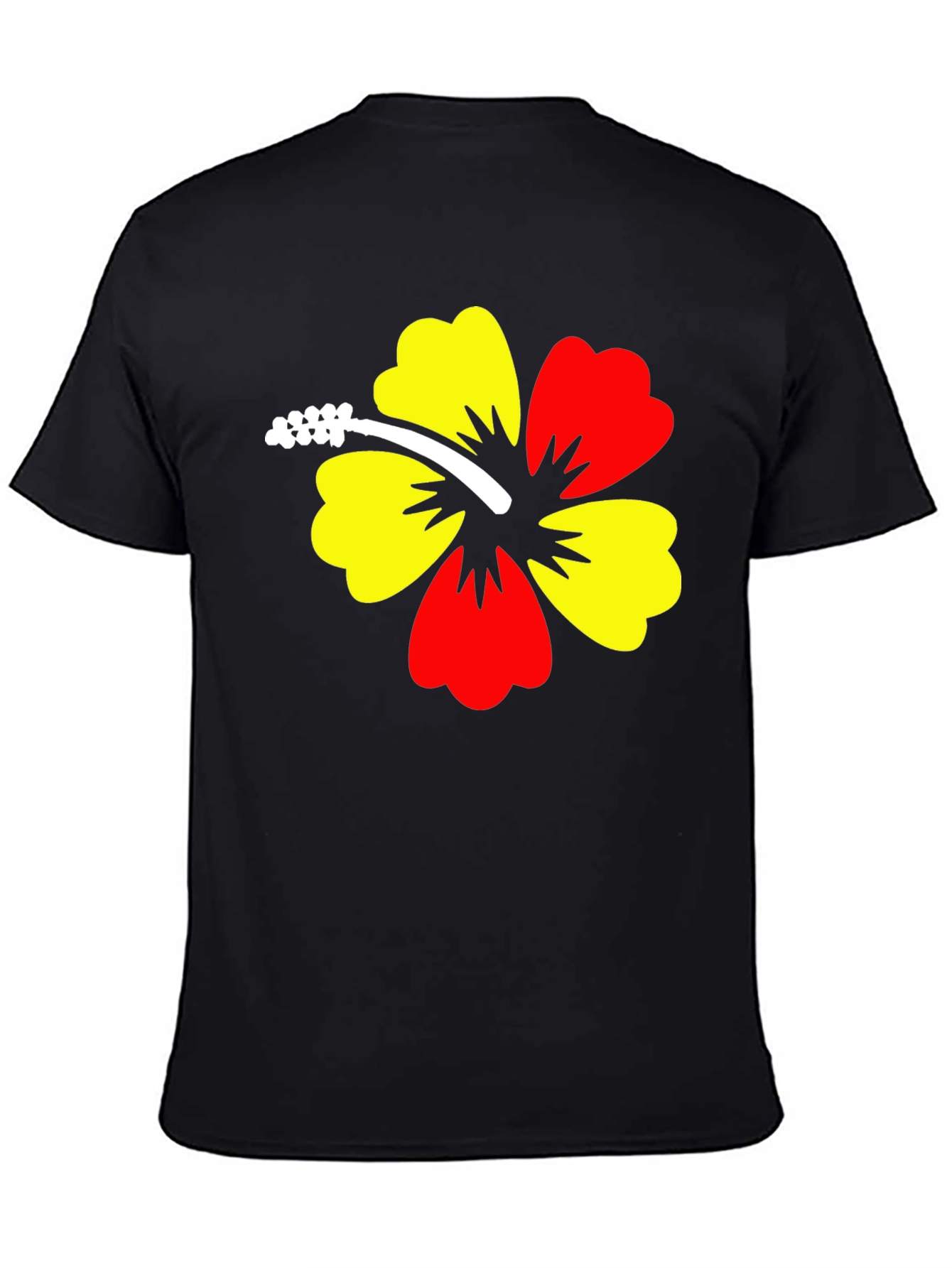 Hibiscus Flower Graphic Black T-Shirt