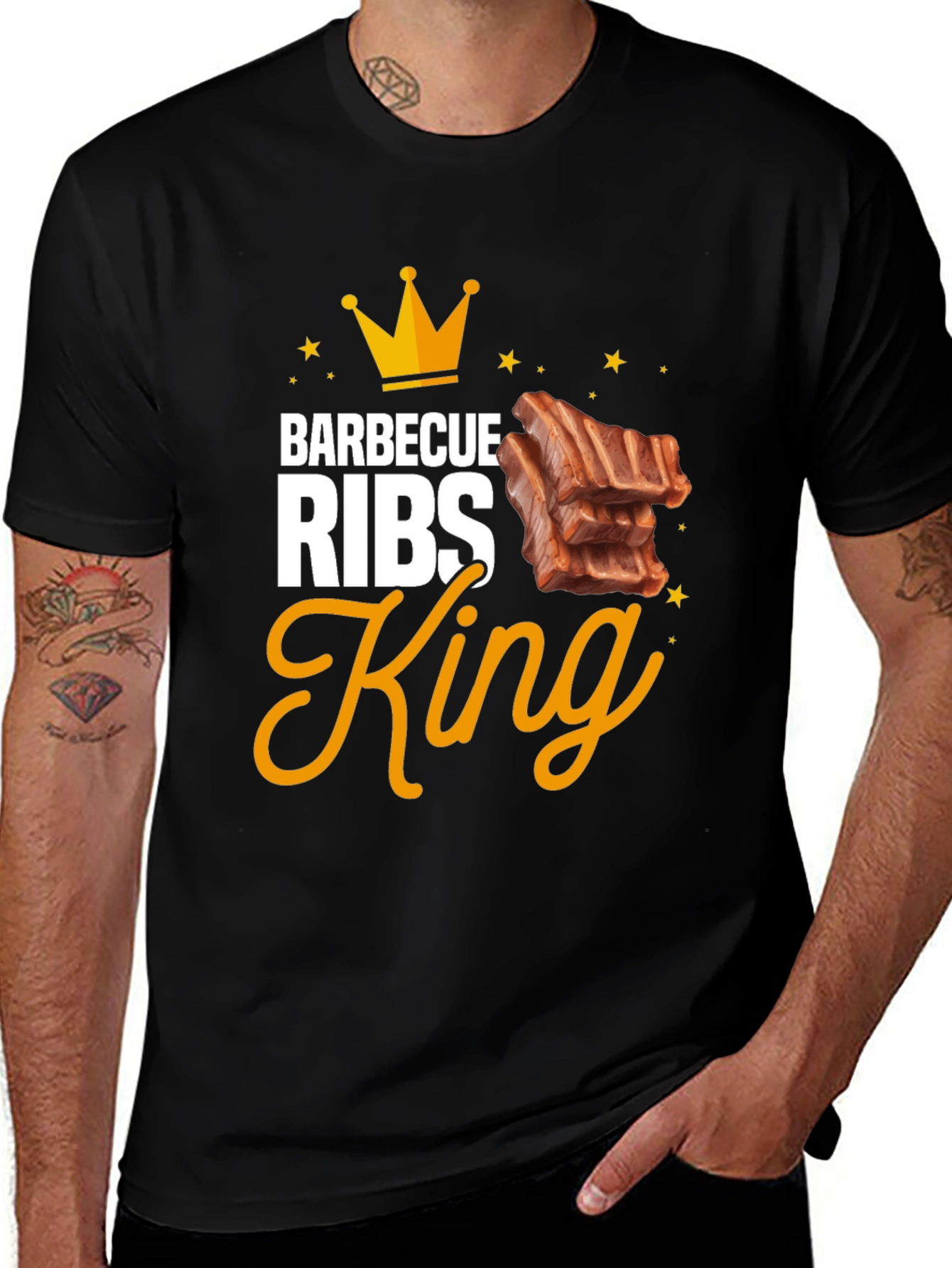 Barbecue Ribs King Graphic T-Shirt - Black