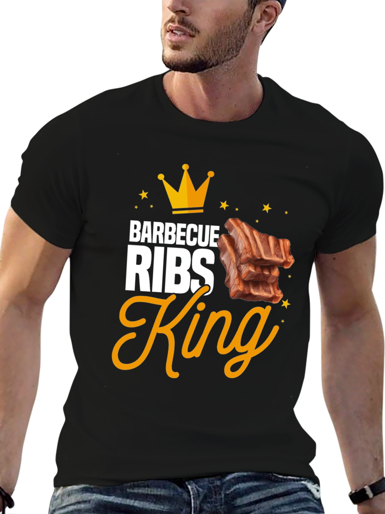 Barbecue Ribs King Graphic T-Shirt - Black