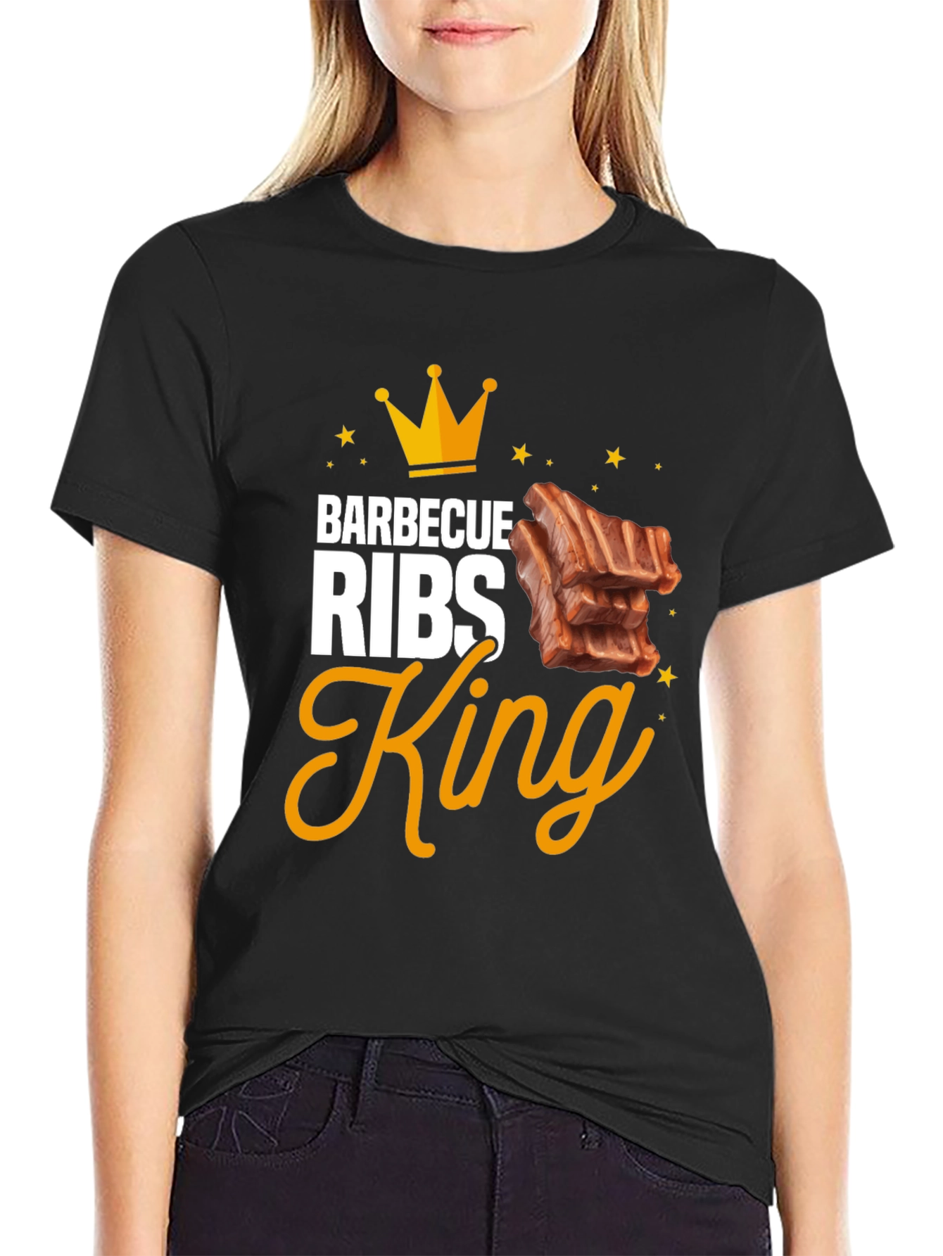 Barbecue Ribs King Graphic T-Shirt - Black