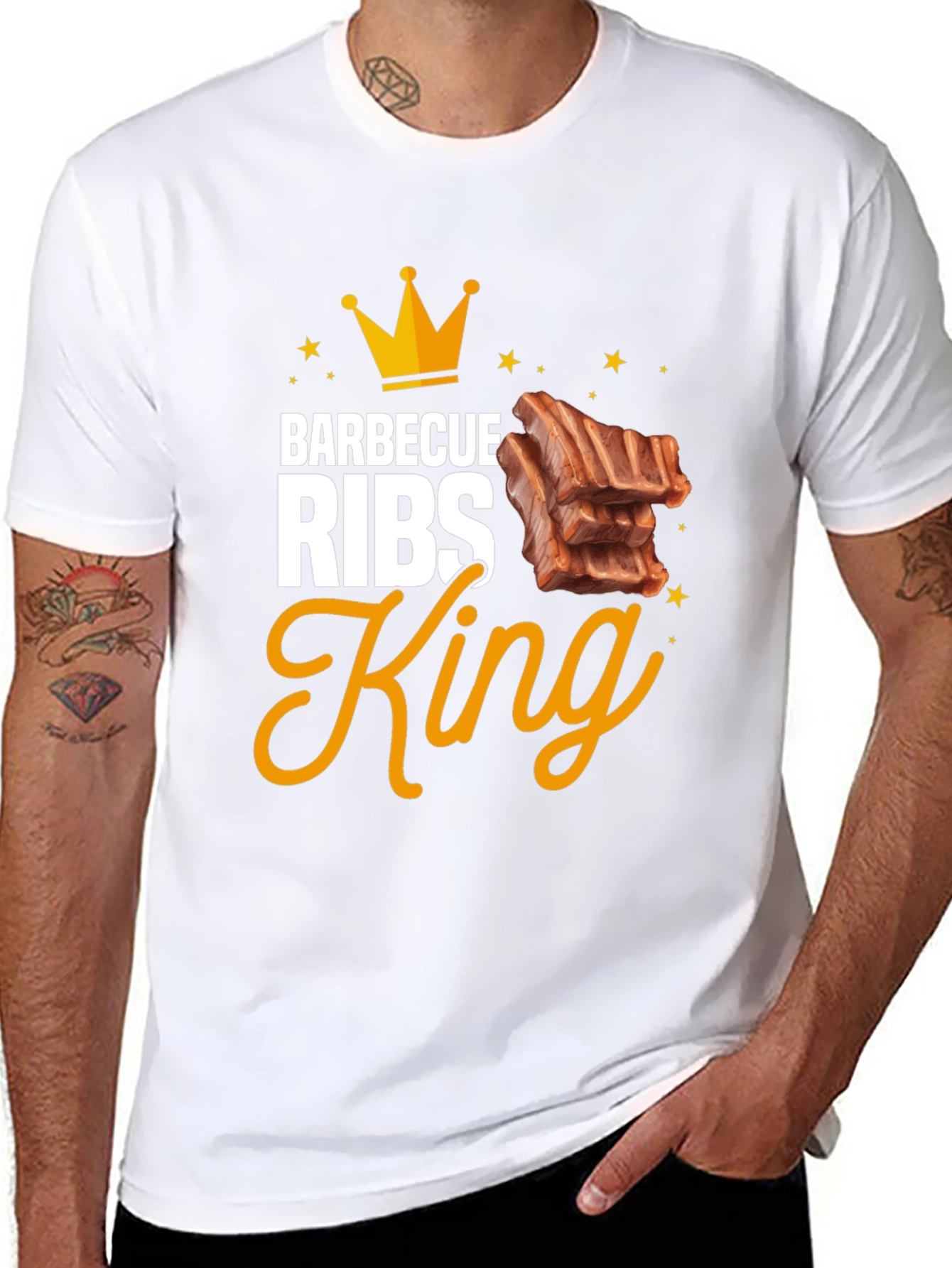 Barbecue Ribs King Graphic T-Shirt - Black