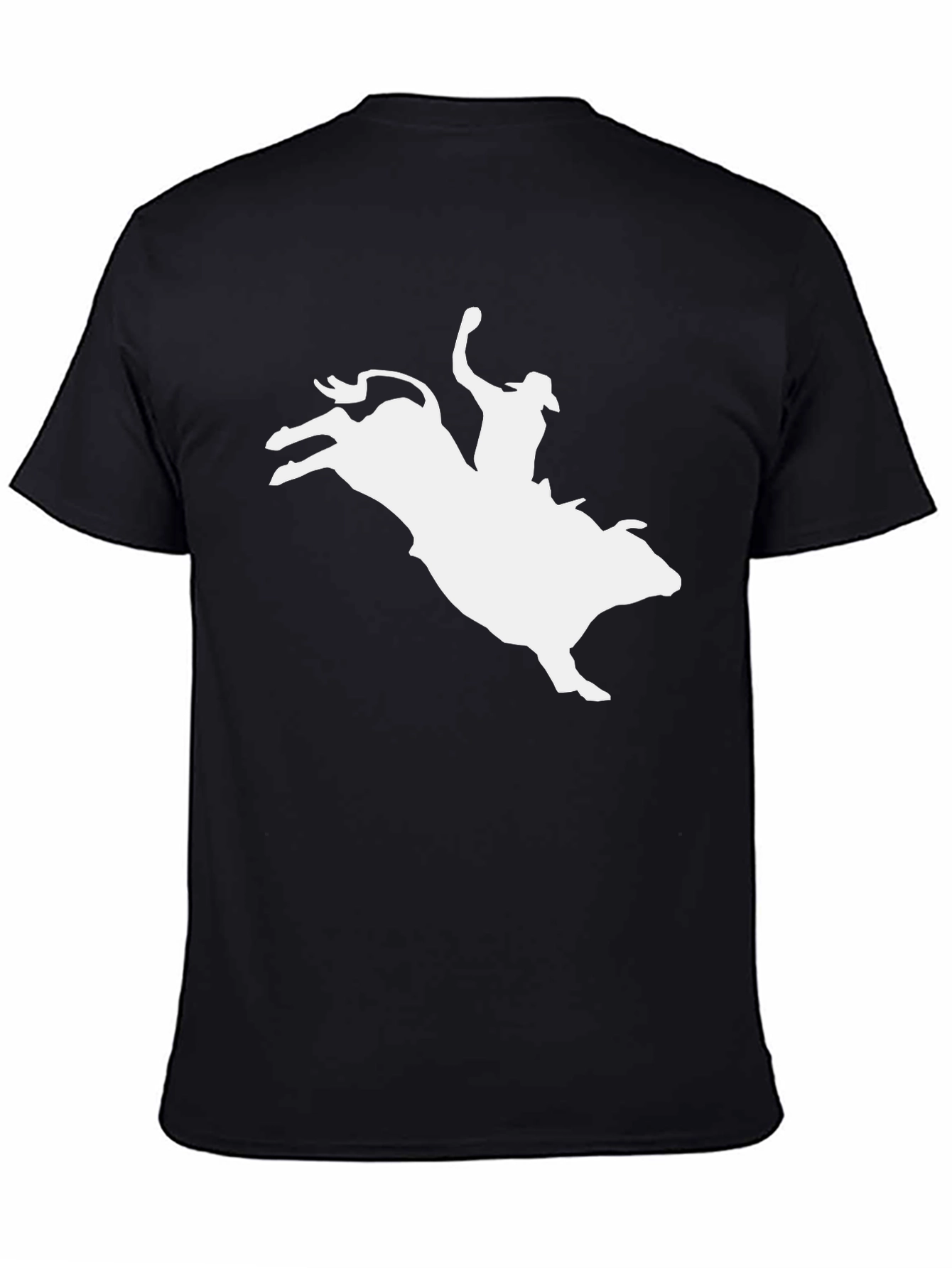 Cowboy Riding Bull Black Graphic Tee