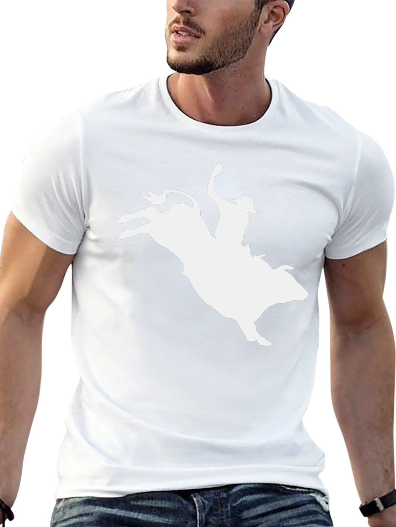 Cowboy Riding Bull Black Graphic Tee
