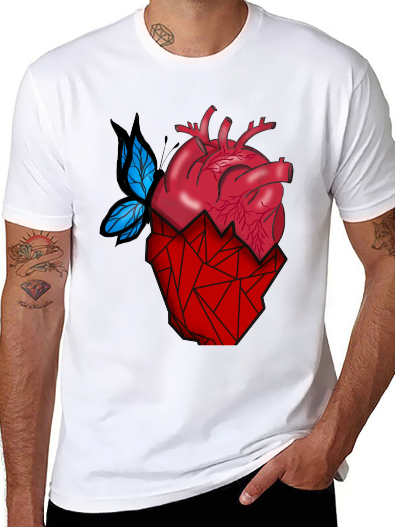 Anatomical Heart & Butterfly T-Shirt - Modern Graphic Tee