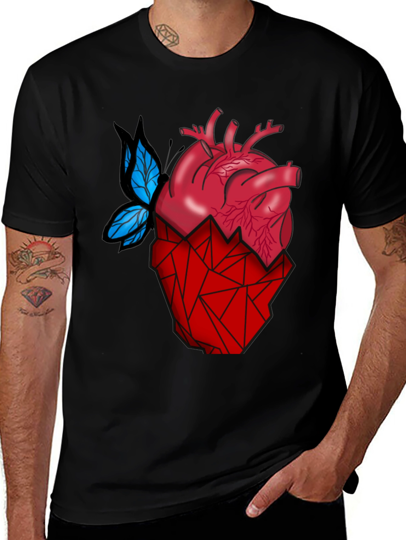 Anatomical Heart & Butterfly T-Shirt - Modern Graphic Tee