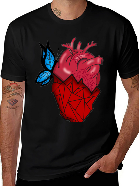 Anatomical Heart & Butterfly T-Shirt - Modern Graphic Tee