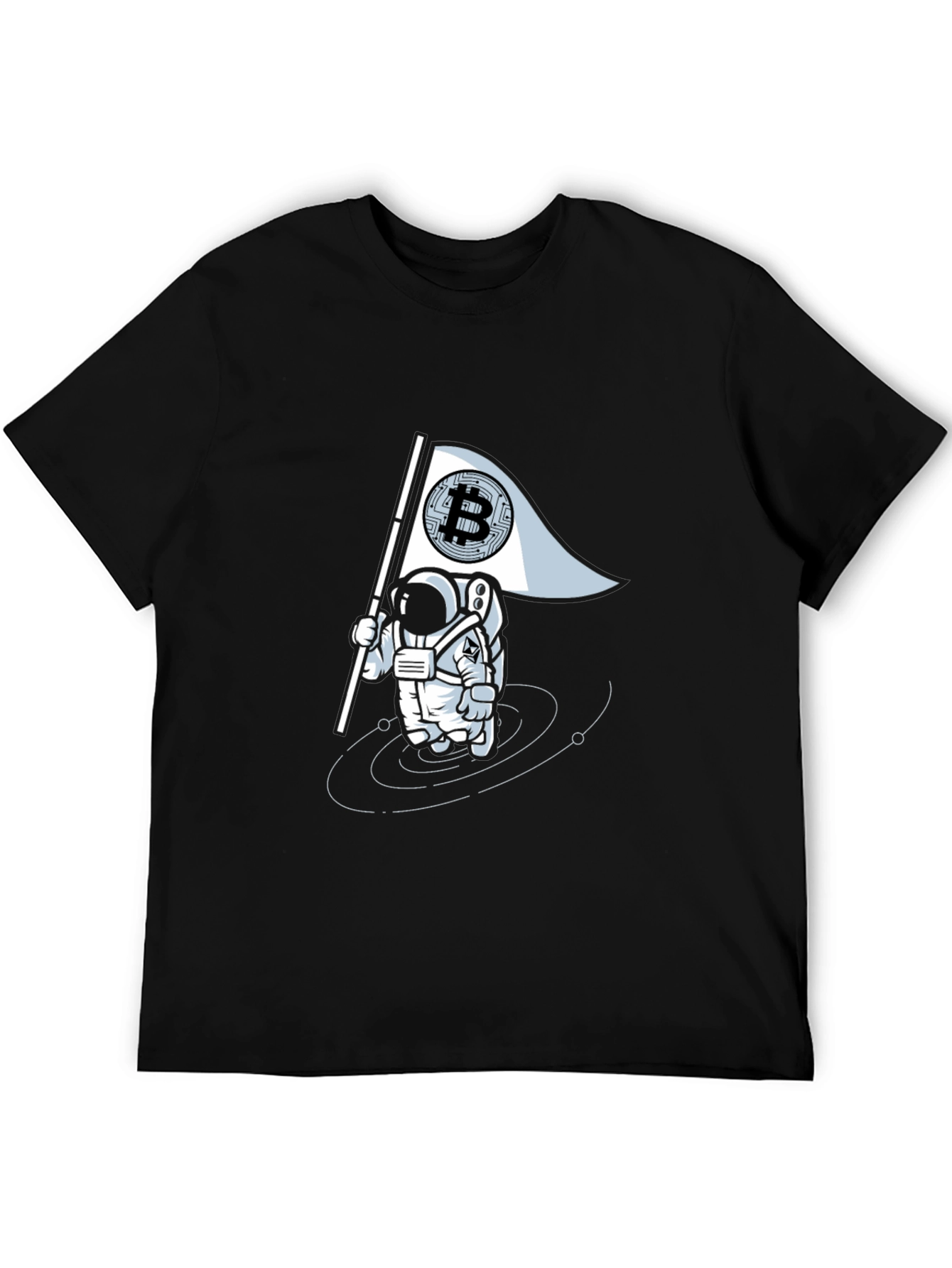 Bitcoin Astronaut Graphic Tee - Crypto Flag T-Shirt