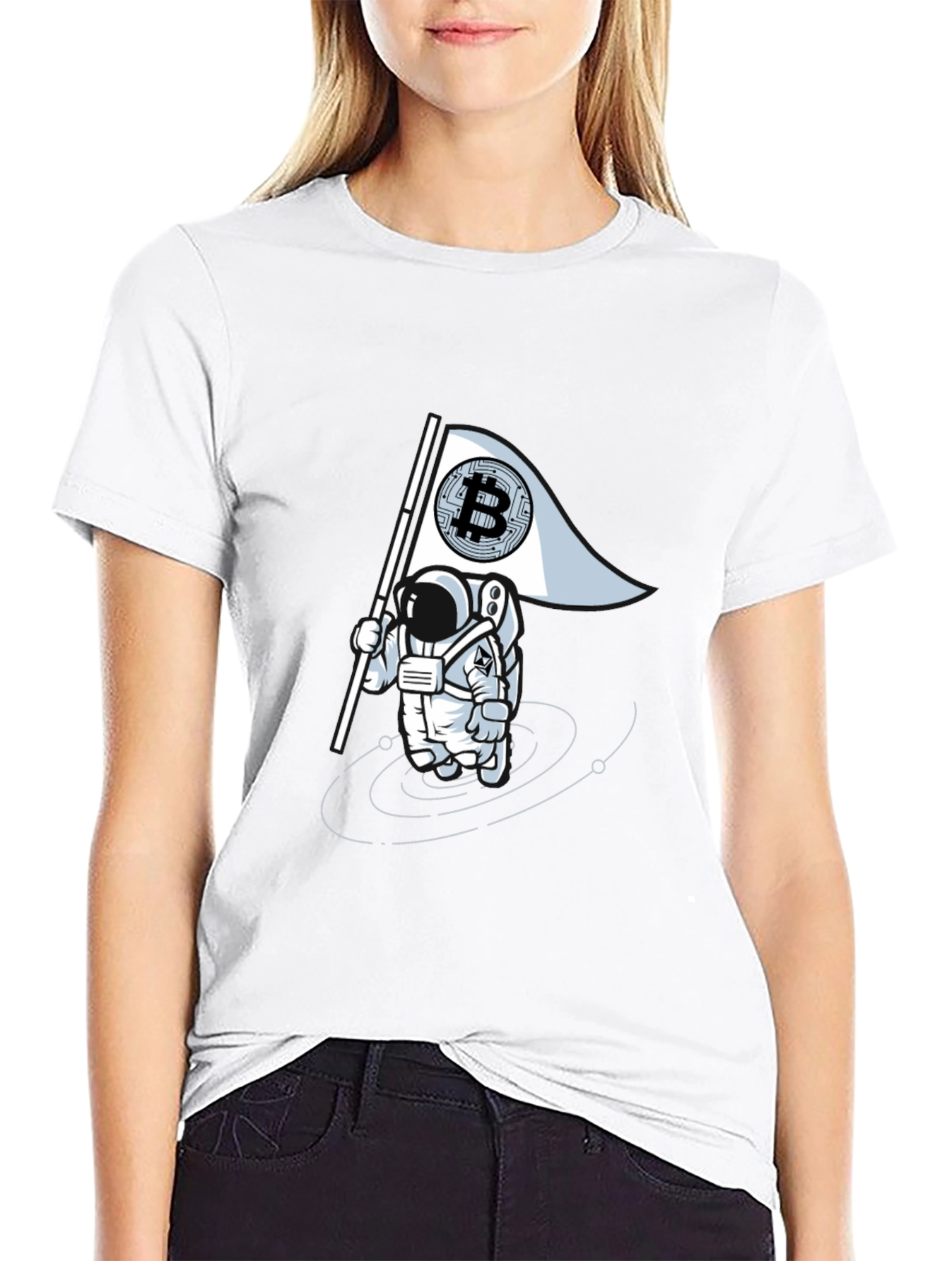 Bitcoin Astronaut Graphic Tee - Crypto Flag T-Shirt