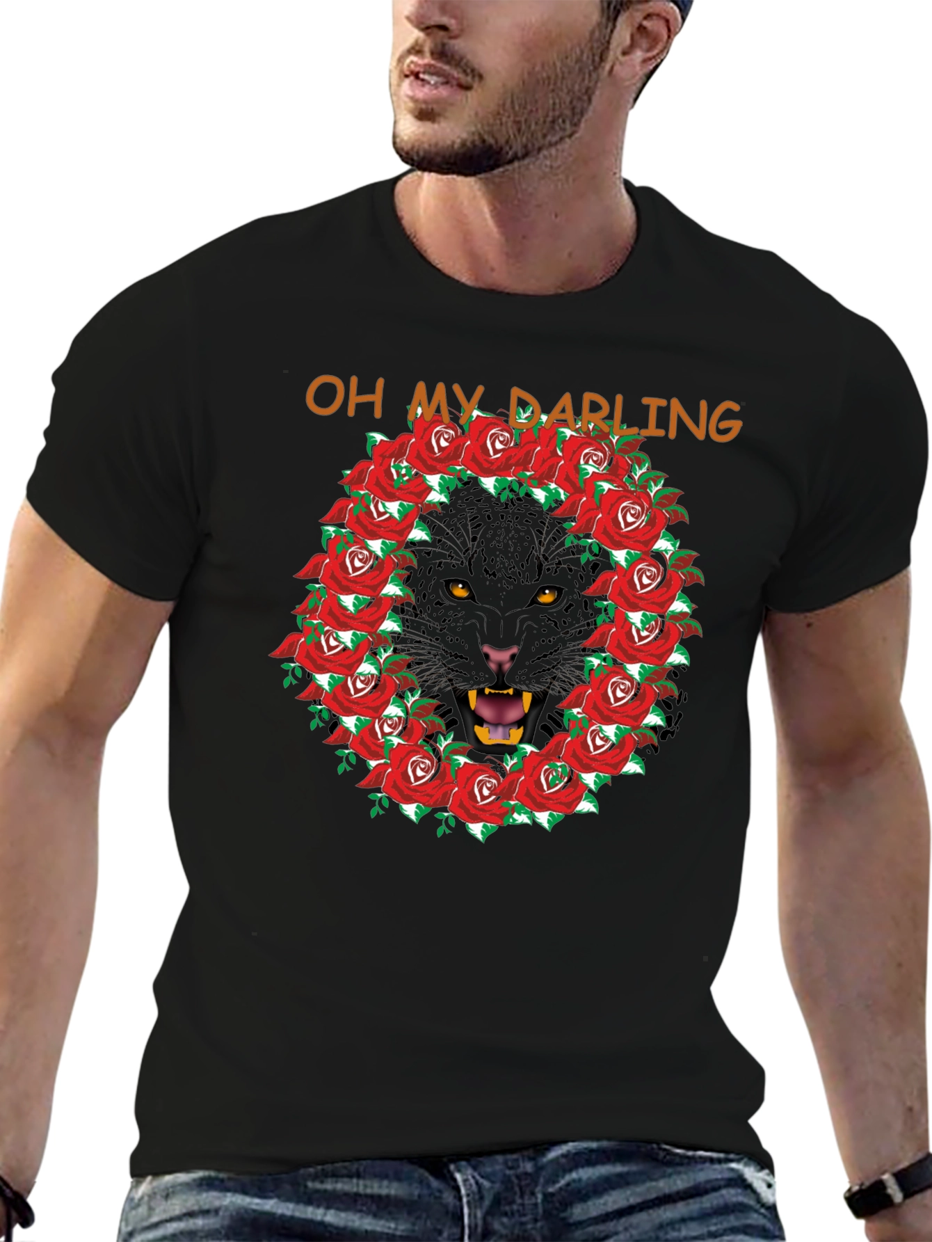 Oh My Darling Panther Rose Wreath T-Shirt