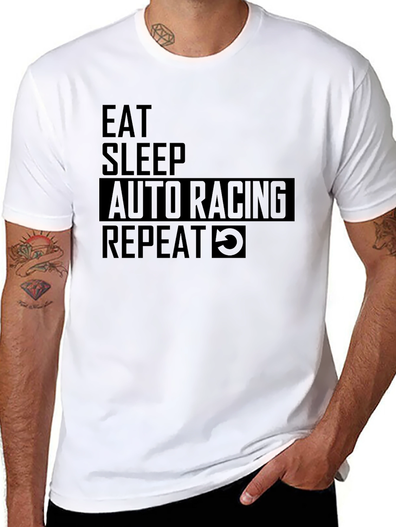 Eat Sleep Auto Racing Repeat Black T-Shirt