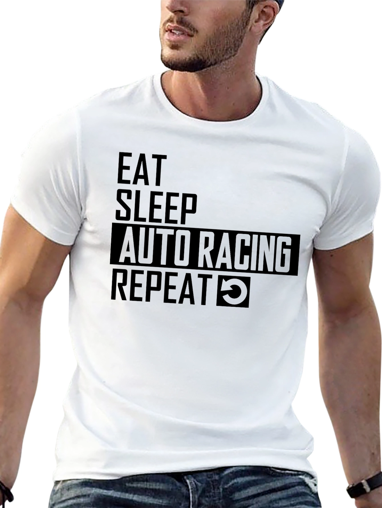 Eat Sleep Auto Racing Repeat Black T-Shirt