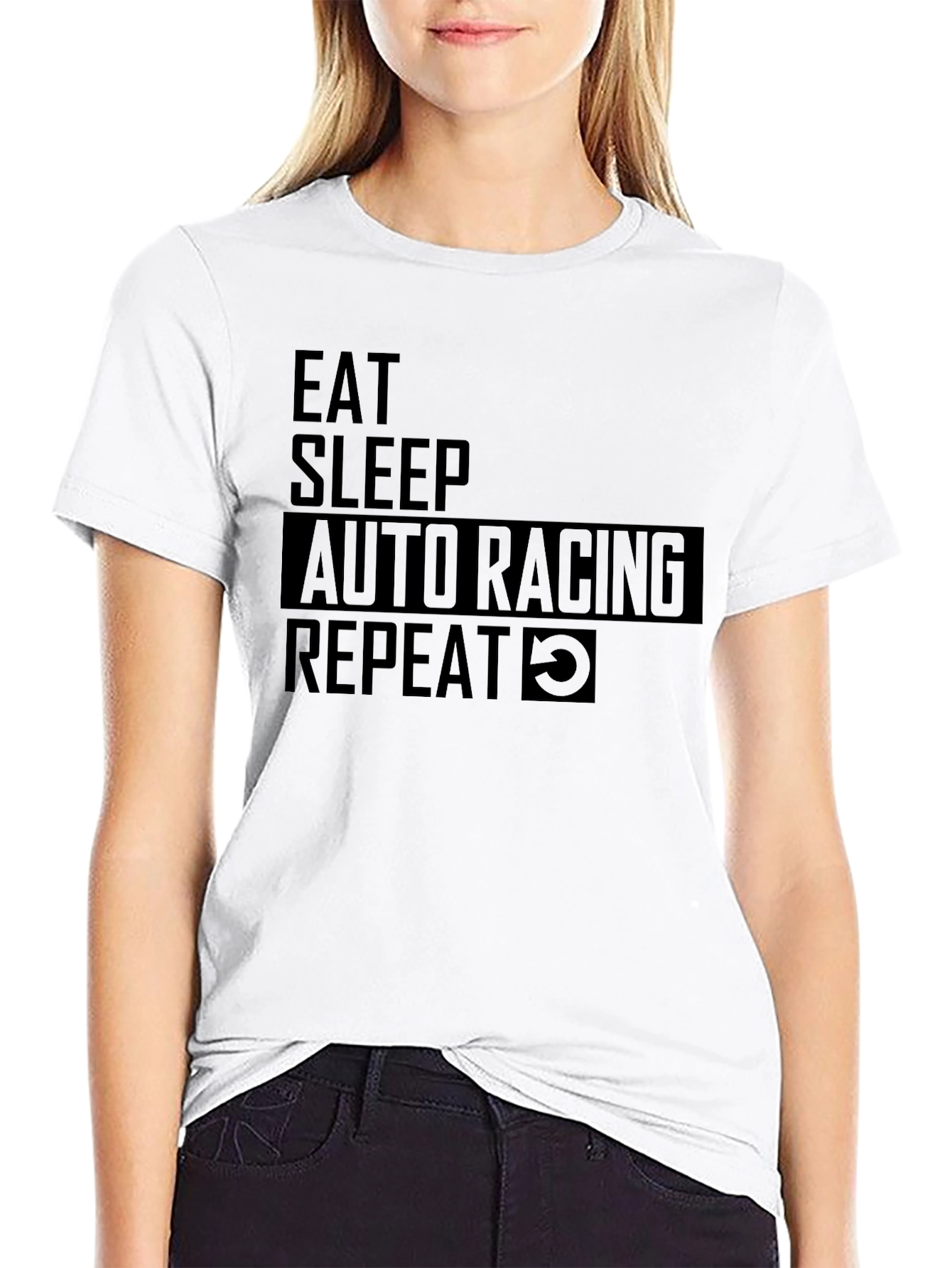 Eat Sleep Auto Racing Repeat Black T-Shirt