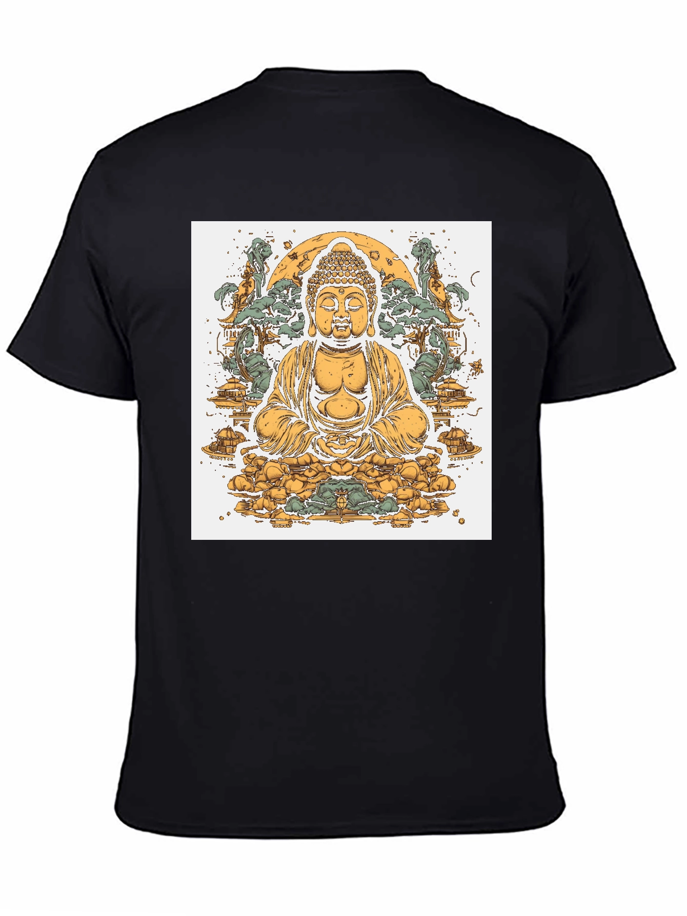Buddha Graphic Tee - Black Cotton Blend