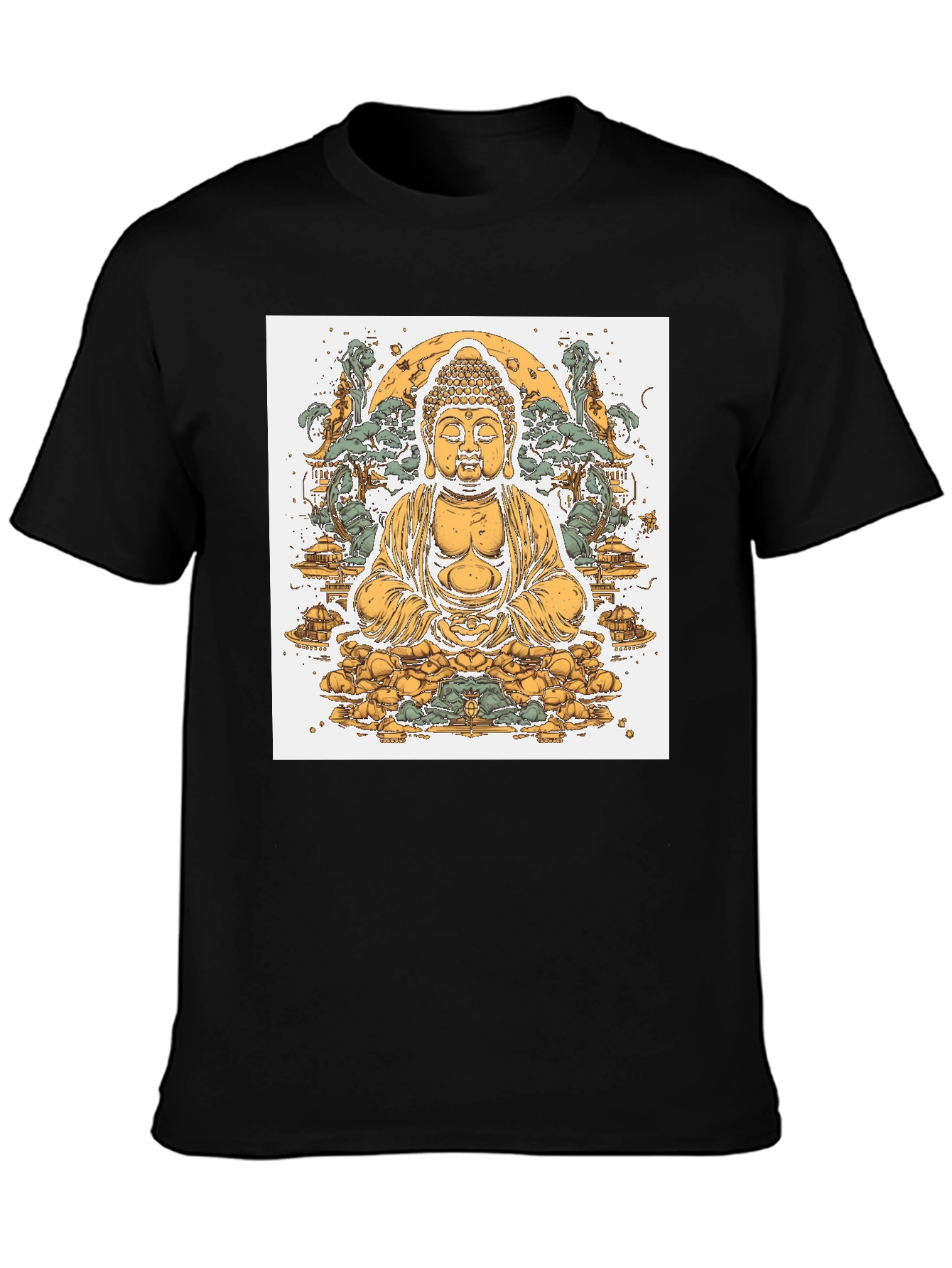 Buddha Graphic Tee - Black Cotton Blend